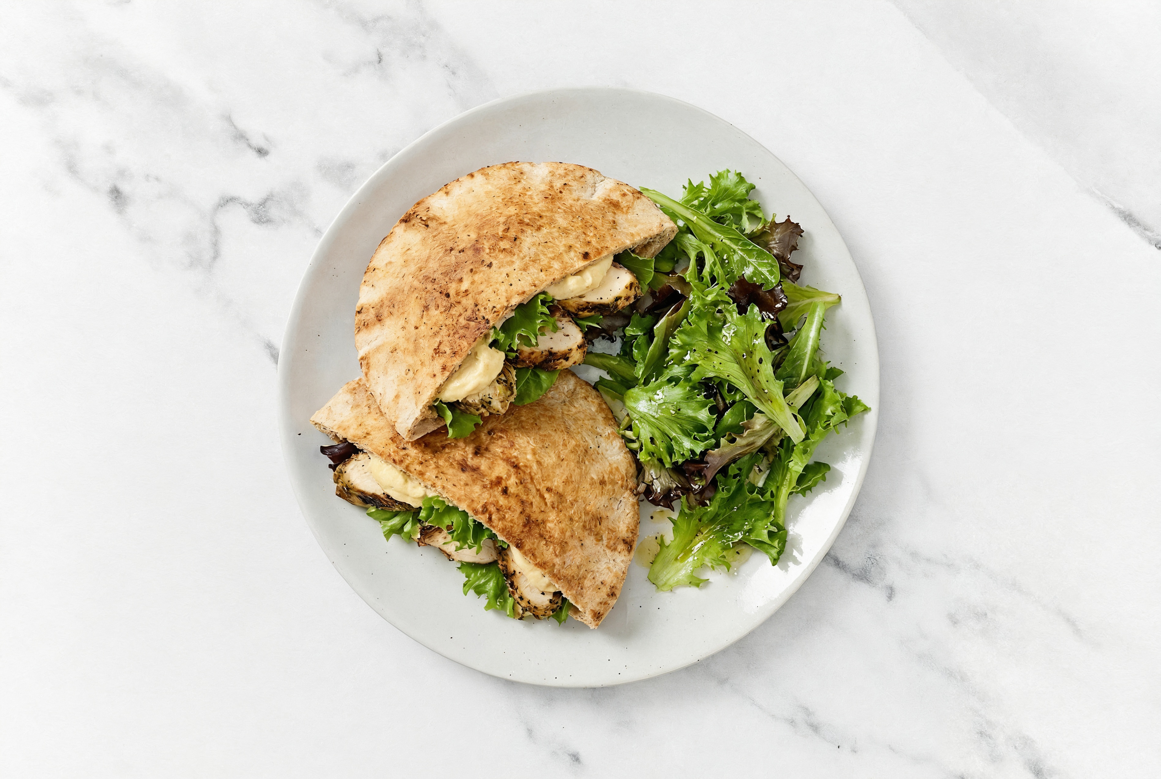  Shawarma-Inspired Mediterranean Grilled Chicken Breast Whole Grain Pita Pockets Sandwich