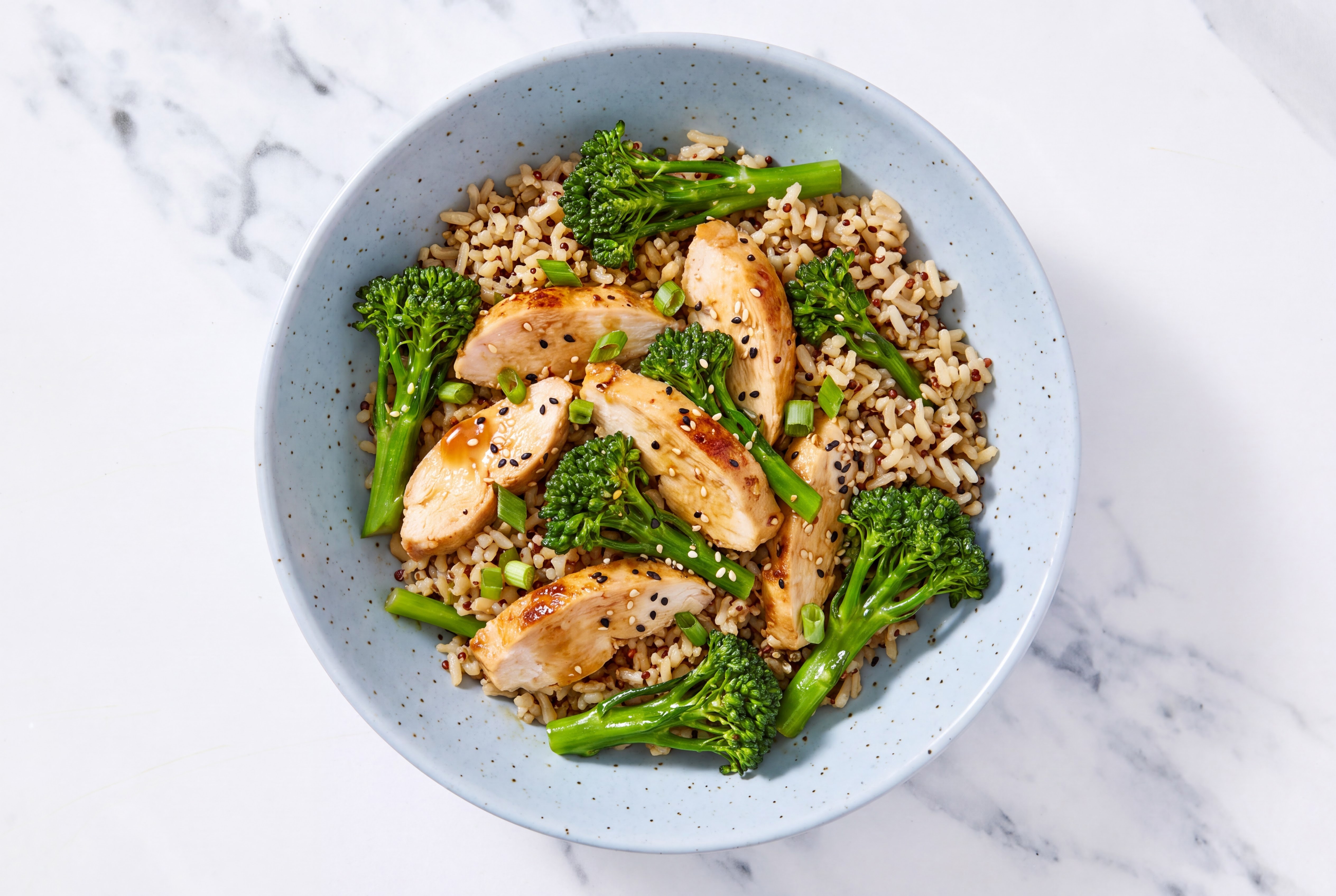 Gingery Ponzu Chicken + Broccoli Bowl