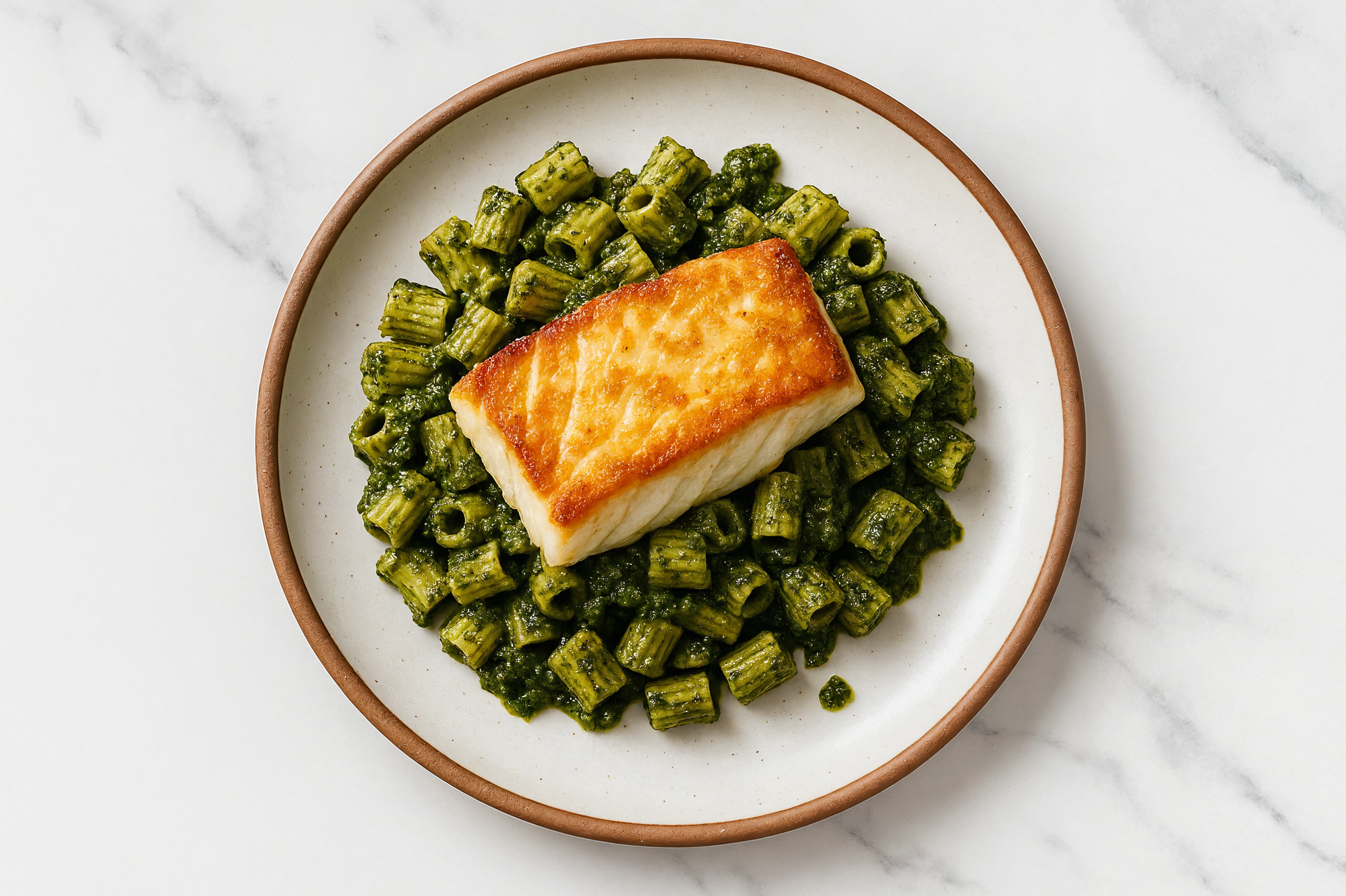 Tubetti Halibut Kale Spinach Pesto
