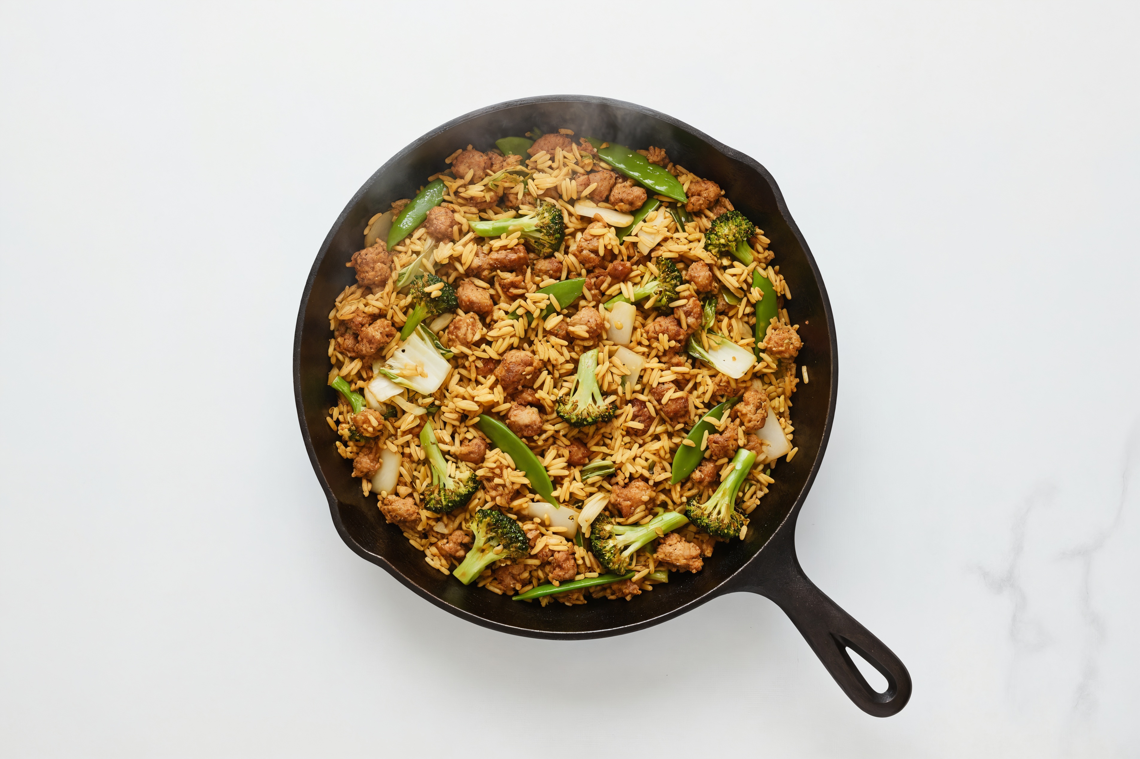 Teriyaki Bok Choy + Ground Turkey Stir-Fry with Seasoned Jasmine Rice