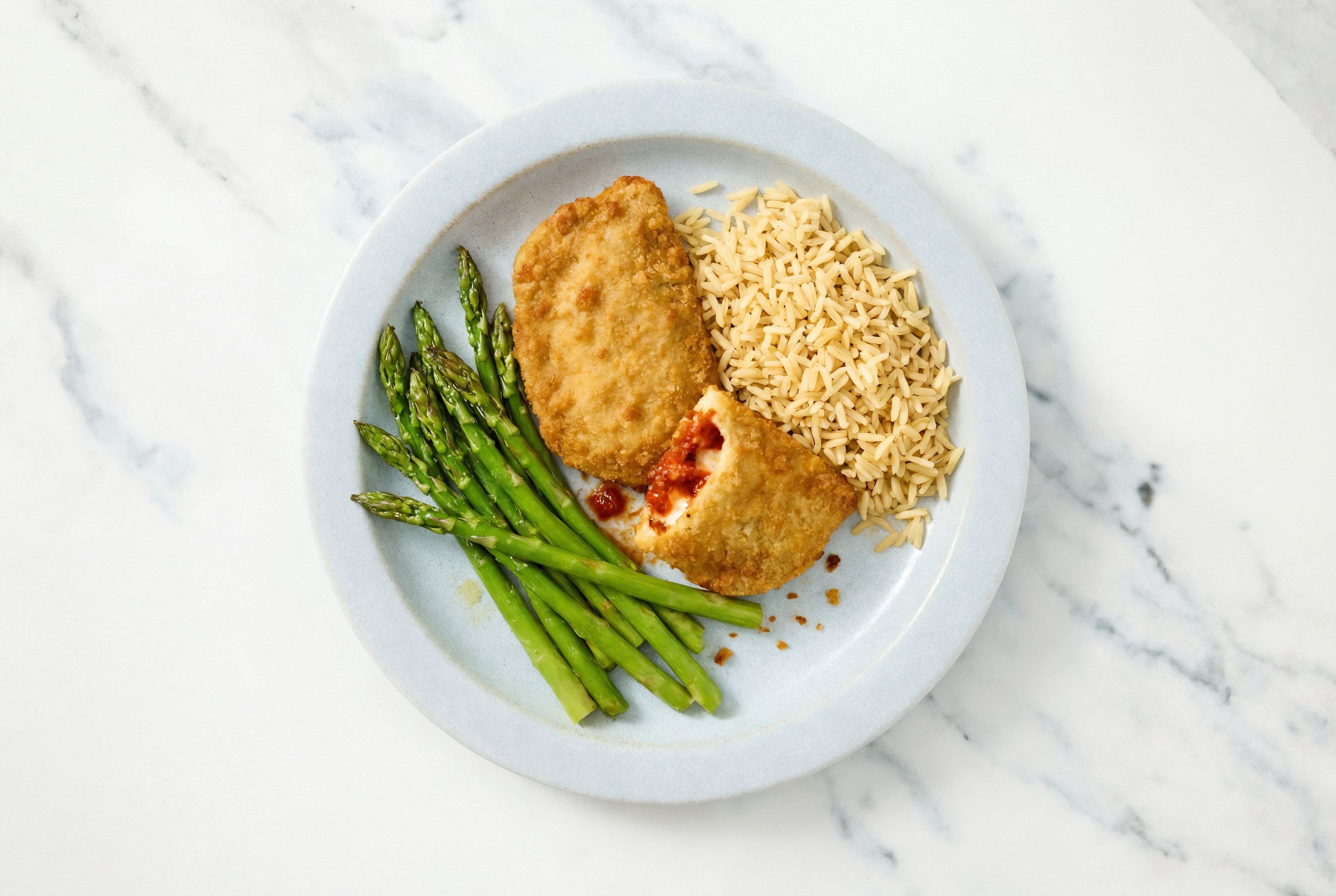 "Chicken" Parm with Asparagus & Bone Broth Rice
