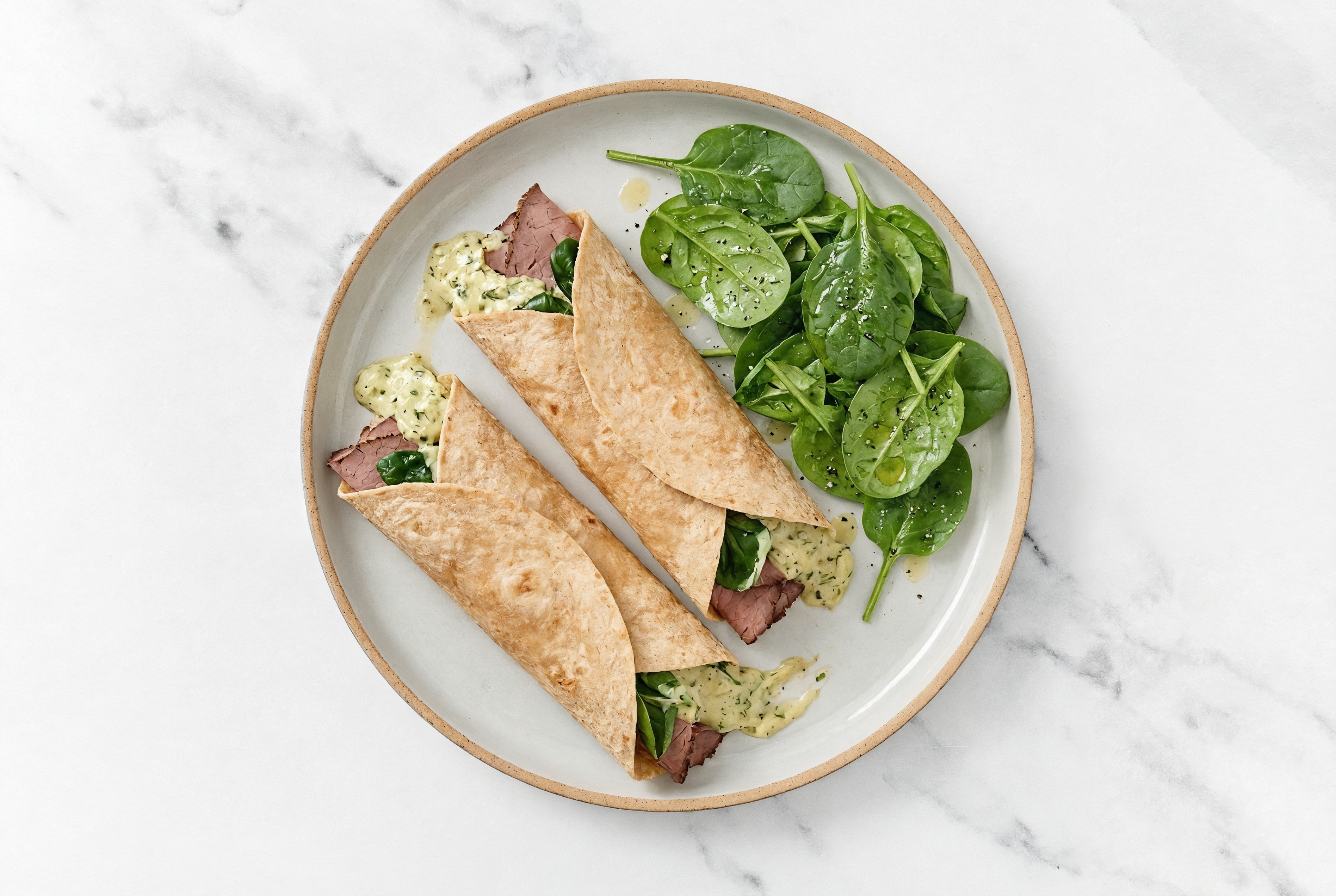 Spinach Artichoke Roast Beef Wrap