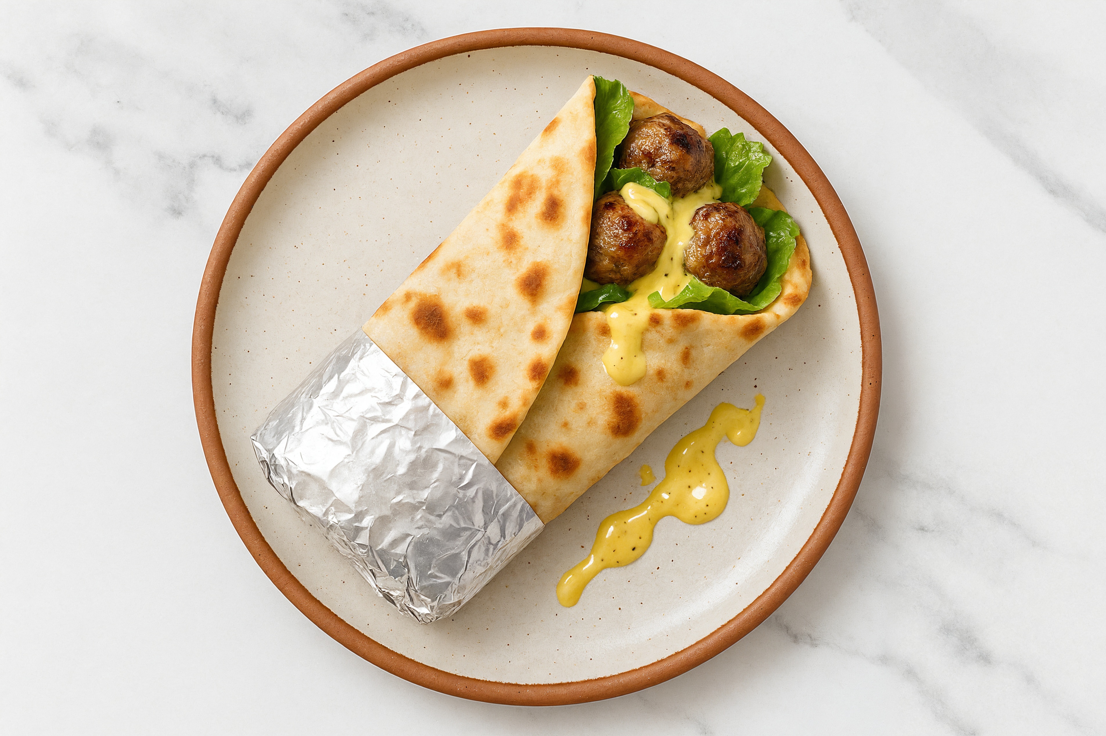 Honey Mustard Beef Meatball Naan Wrap