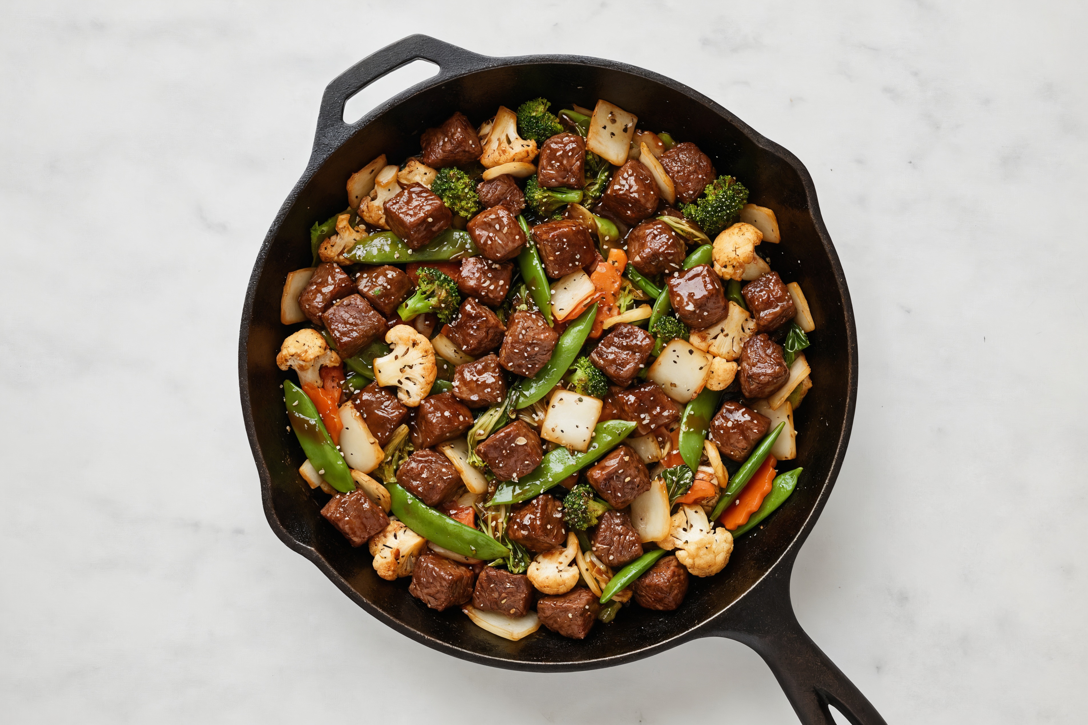 Teriyaki Bison Stir-Fry with Cauliflower & Bok Choy
