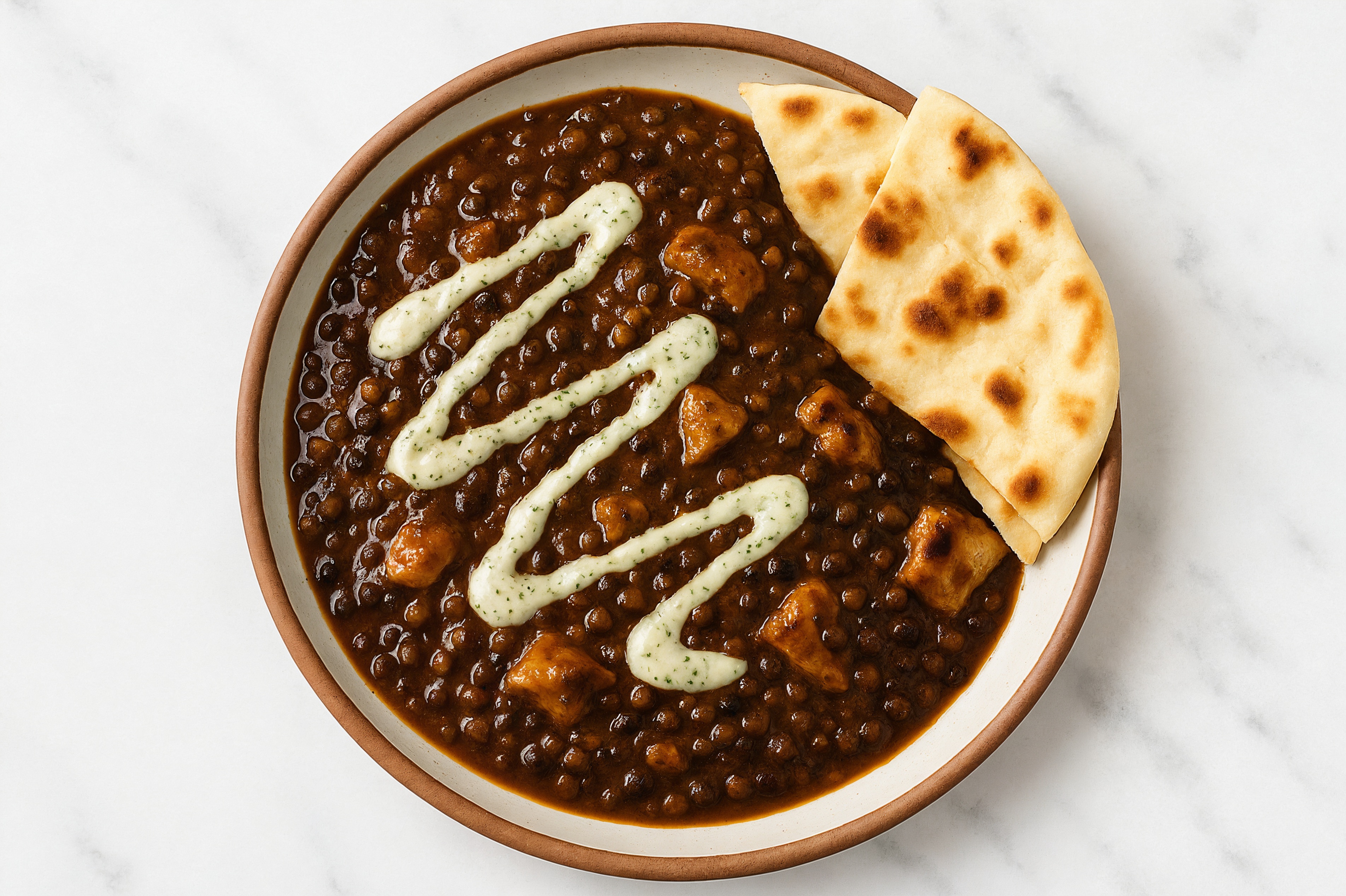 Dill Chicken 'n Black Lentil Curry + Warm Naan Wedges