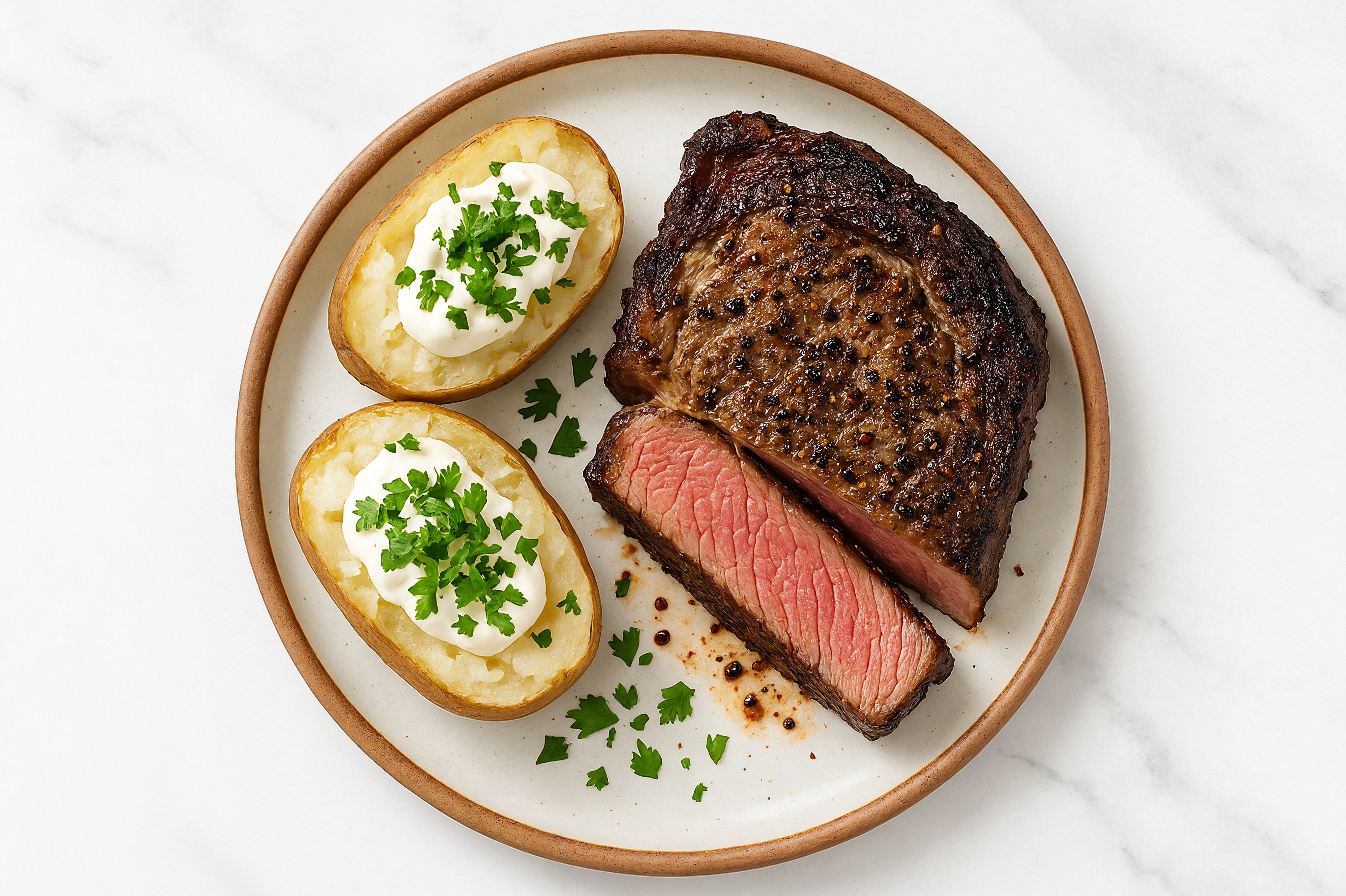 Seared Wagyu Ribeye Steak + Loaded Baked Potato