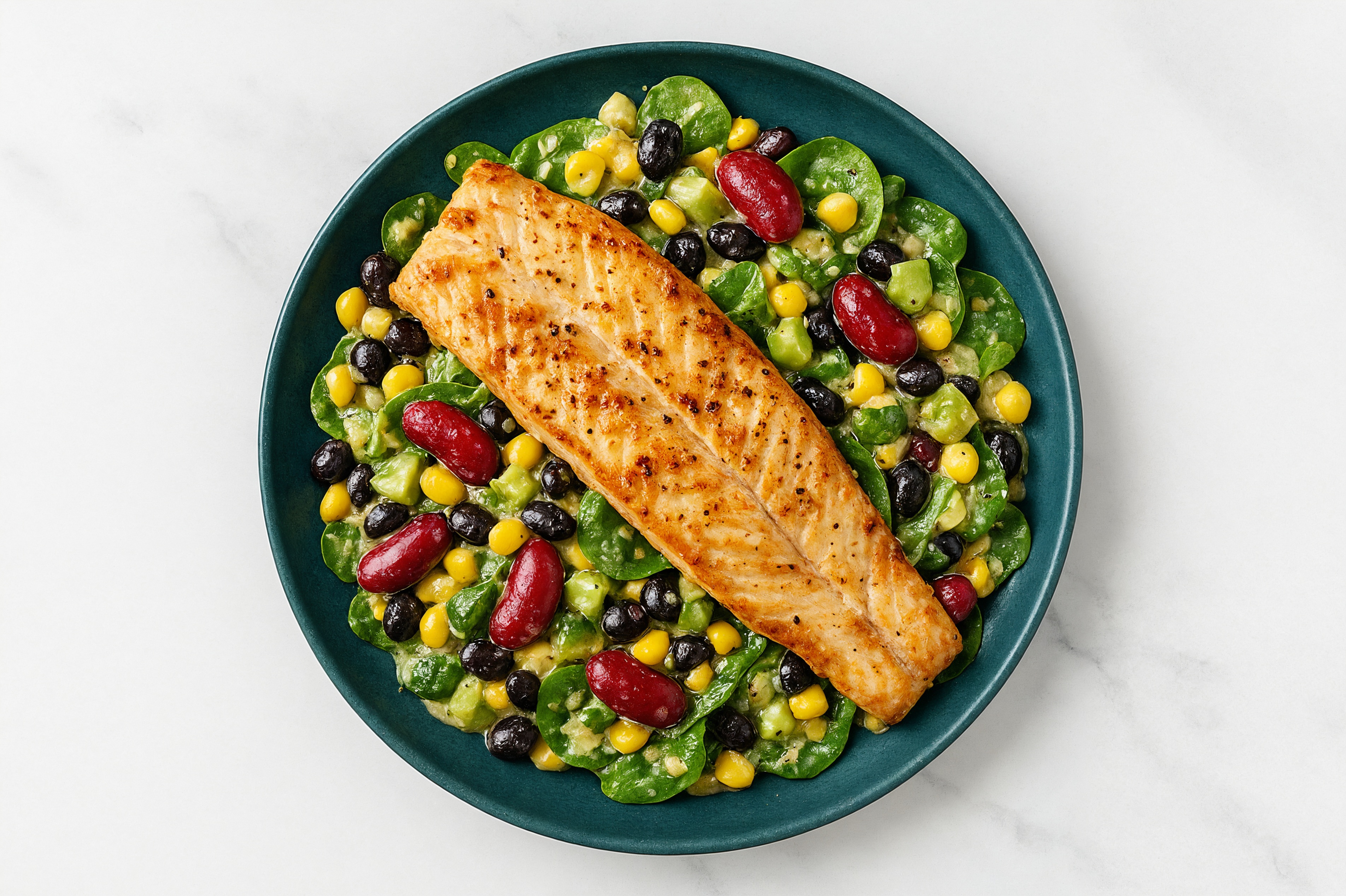 Baby Spinach Salad with Trout, Beans & House Dressing