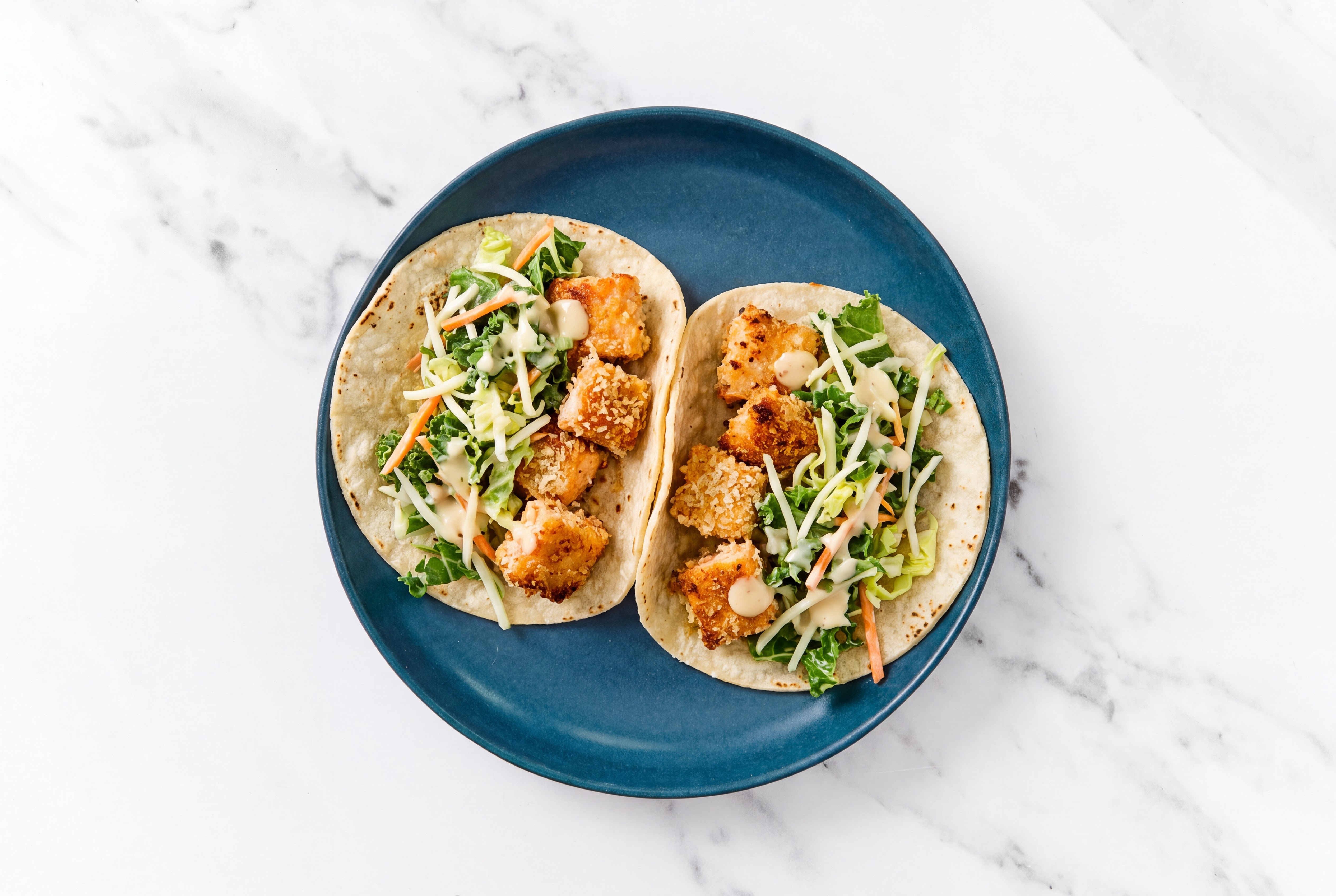 Crispy Salmon Tacos with Miso Caesar