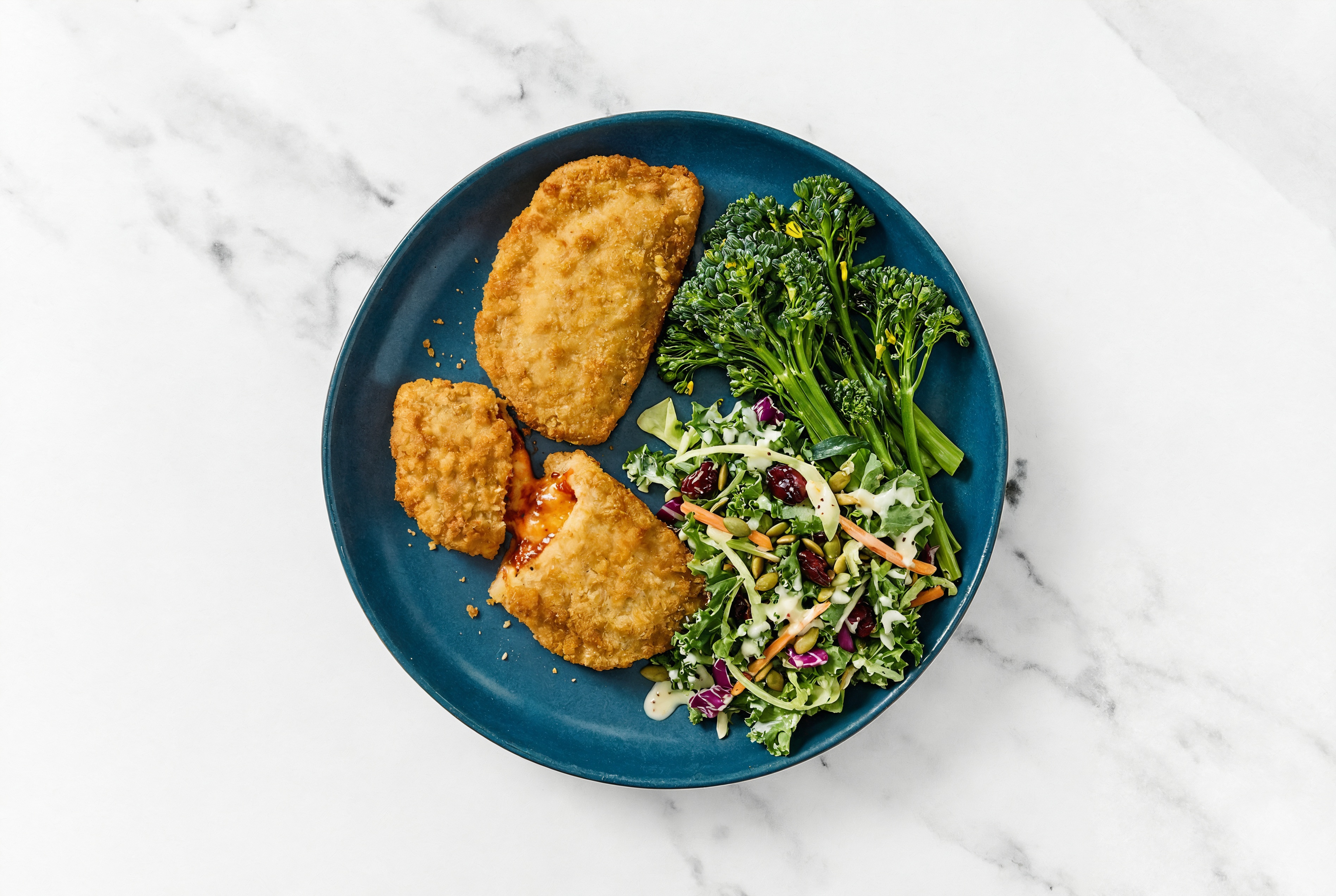 "Chicken" Parm with Baby Broccoli & Kale Salad
