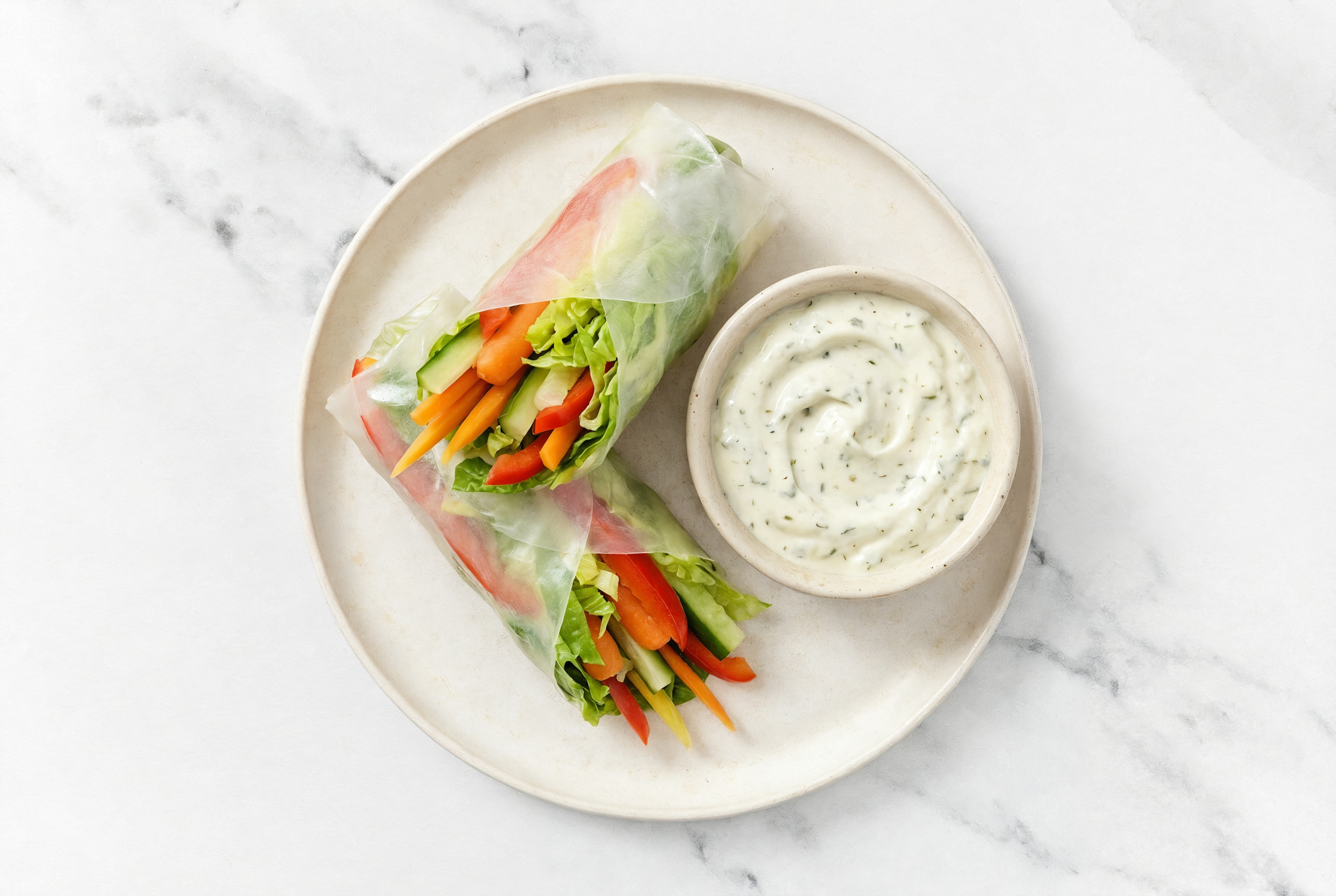 Tzatziki Veggie Summer Rolls with Red Bell Pepper