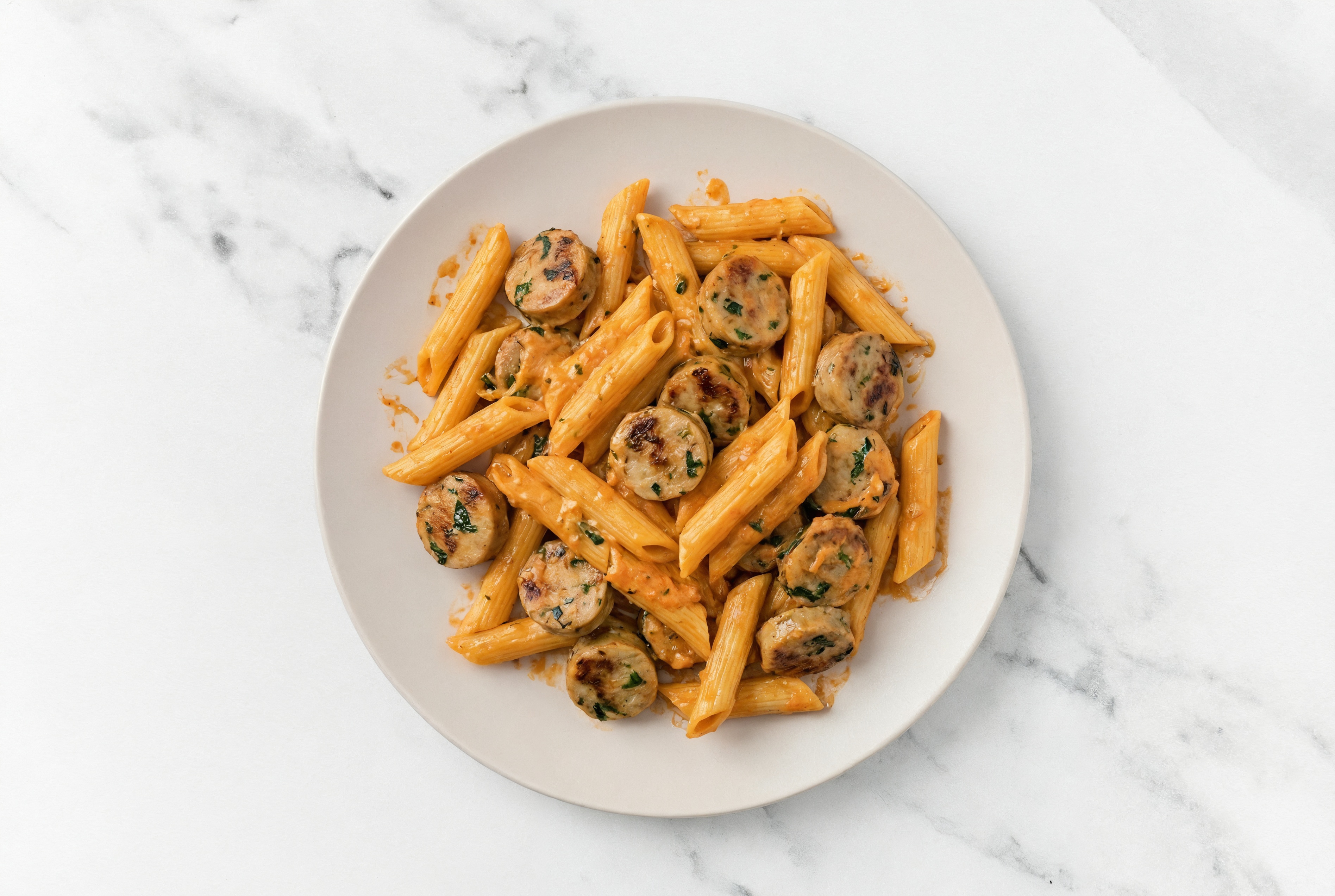 Vodka Sauce Sourdough Penne Rigate with Garlicky Chicken Sausage