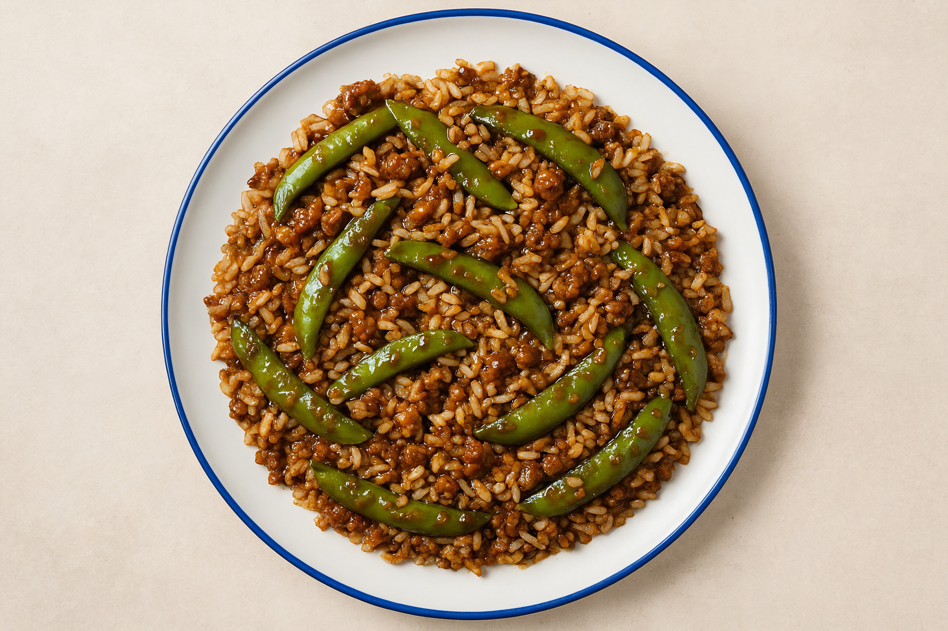 Japanese Bbq Pea Snap + Ground Turkey Stir-Fry with Long Grain White Rice