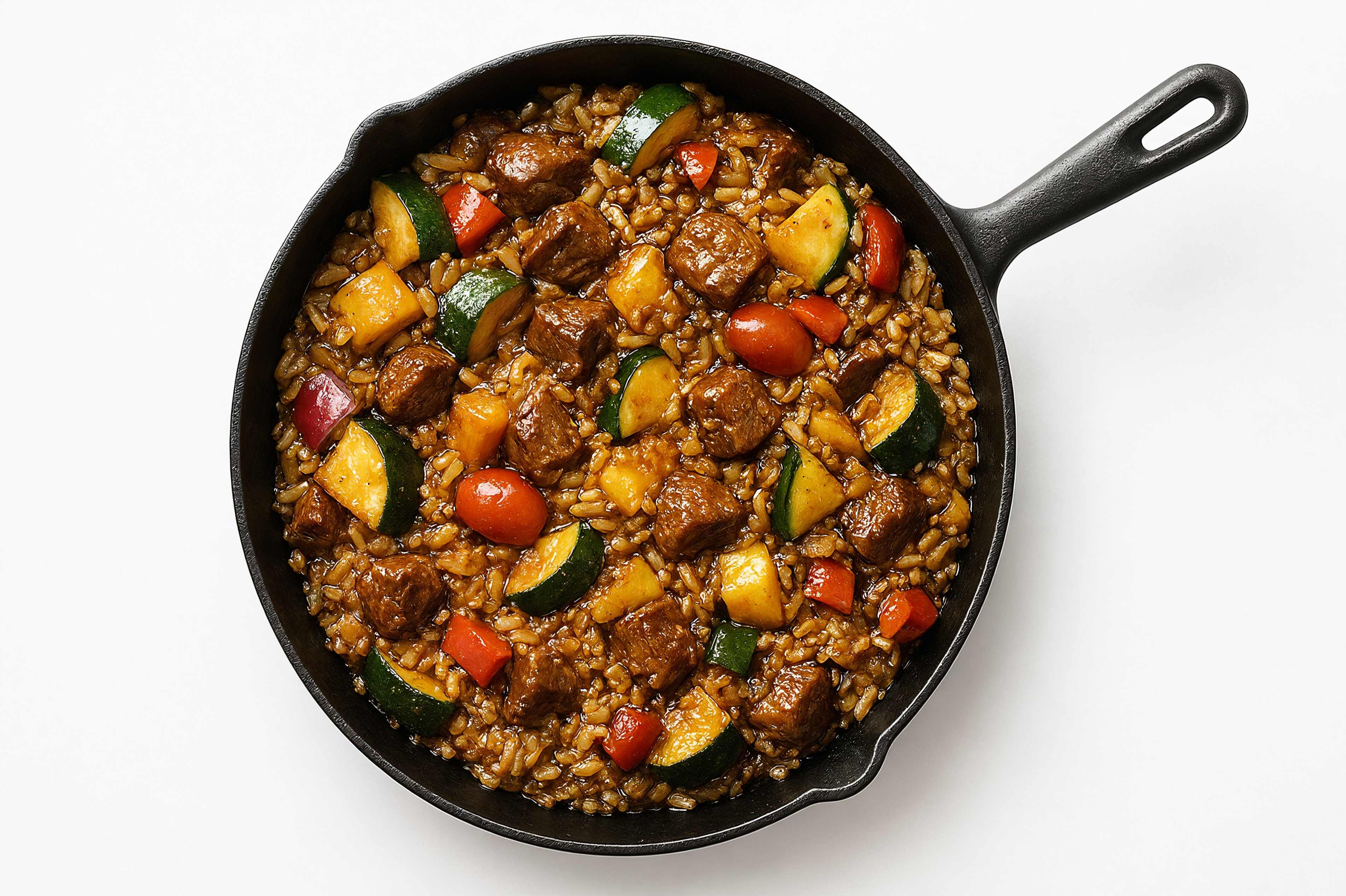 Teriyaki Squash + Bison Stir-Fry with Long Grain White Rice