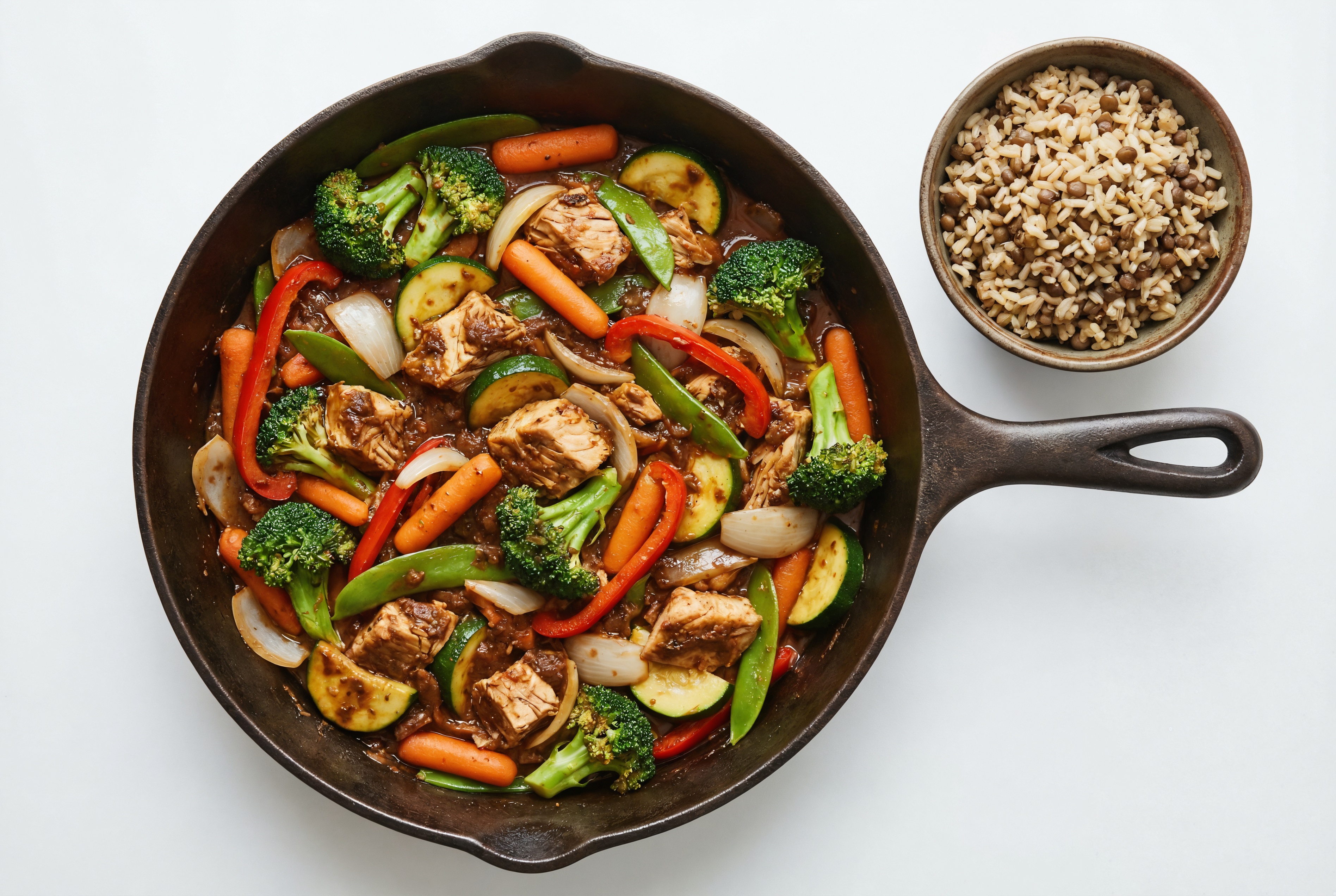 Spicy Vindaloo Albacore Tuna Stir-Fry with Mixed Veggies over Quinoa