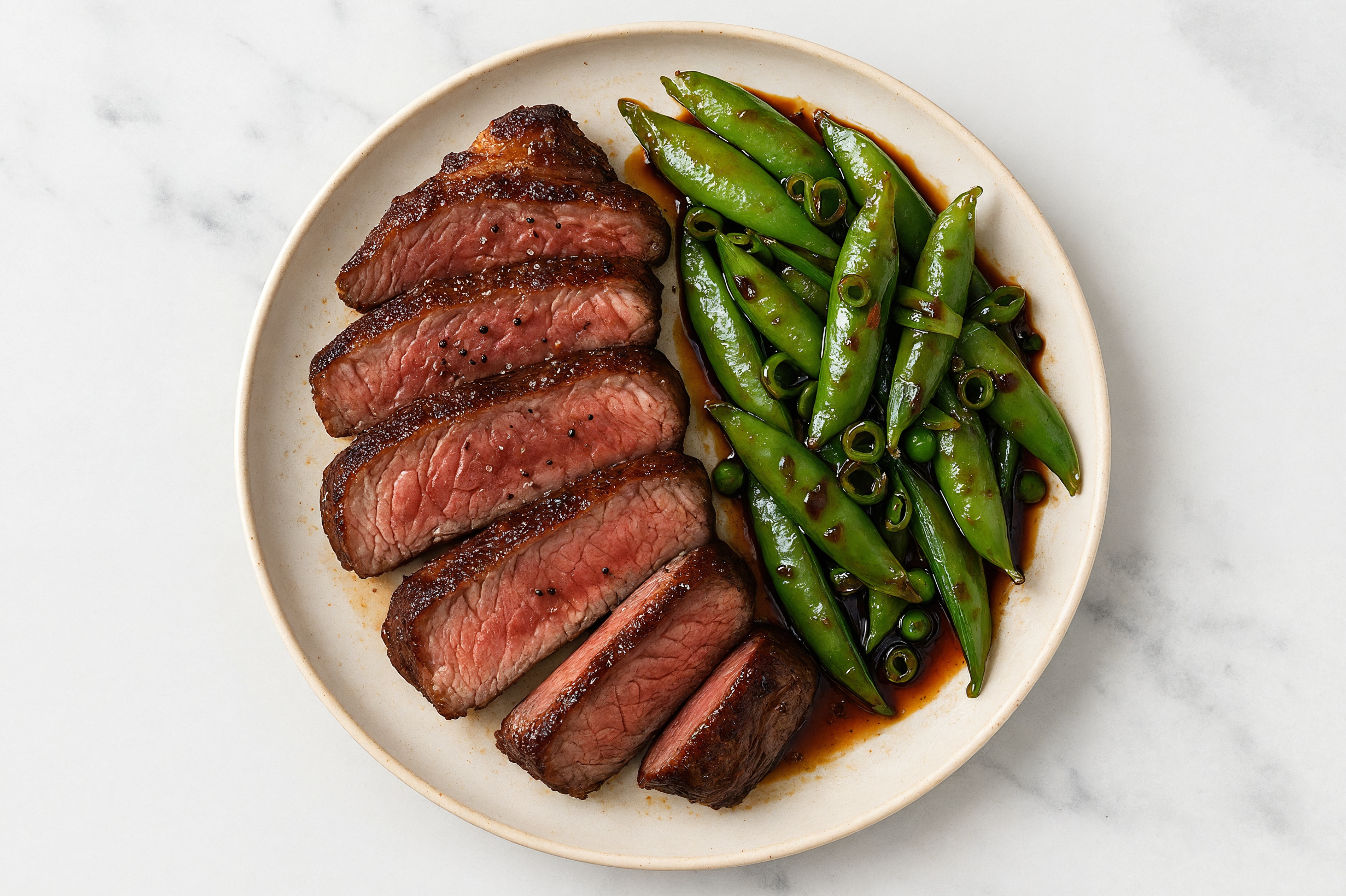 Ribeye Steak + Japanese BBQ Snap Peas