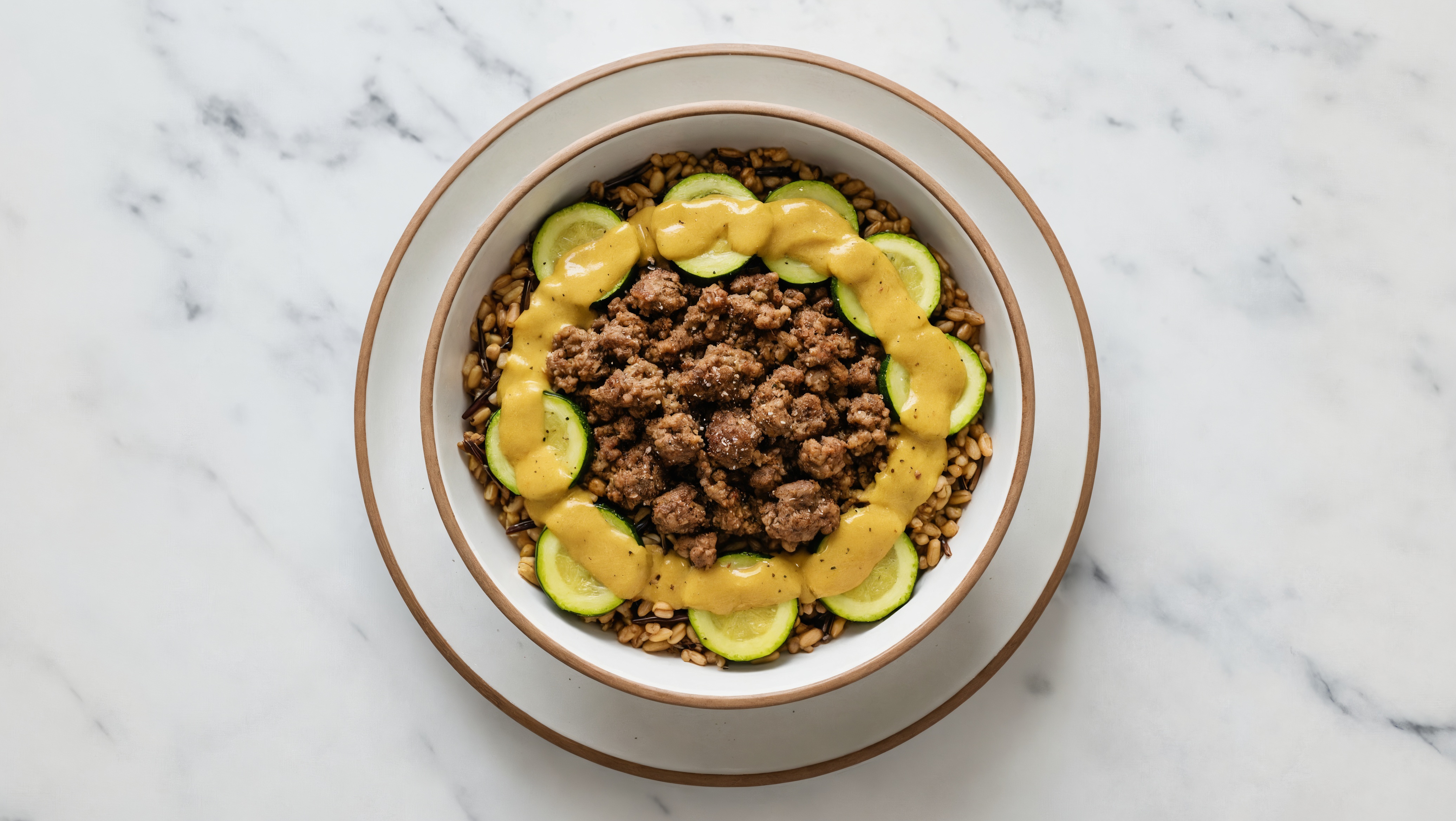 Ground Bison & Zucchini Seven Grain Blend Bowl with Coconut Curry
