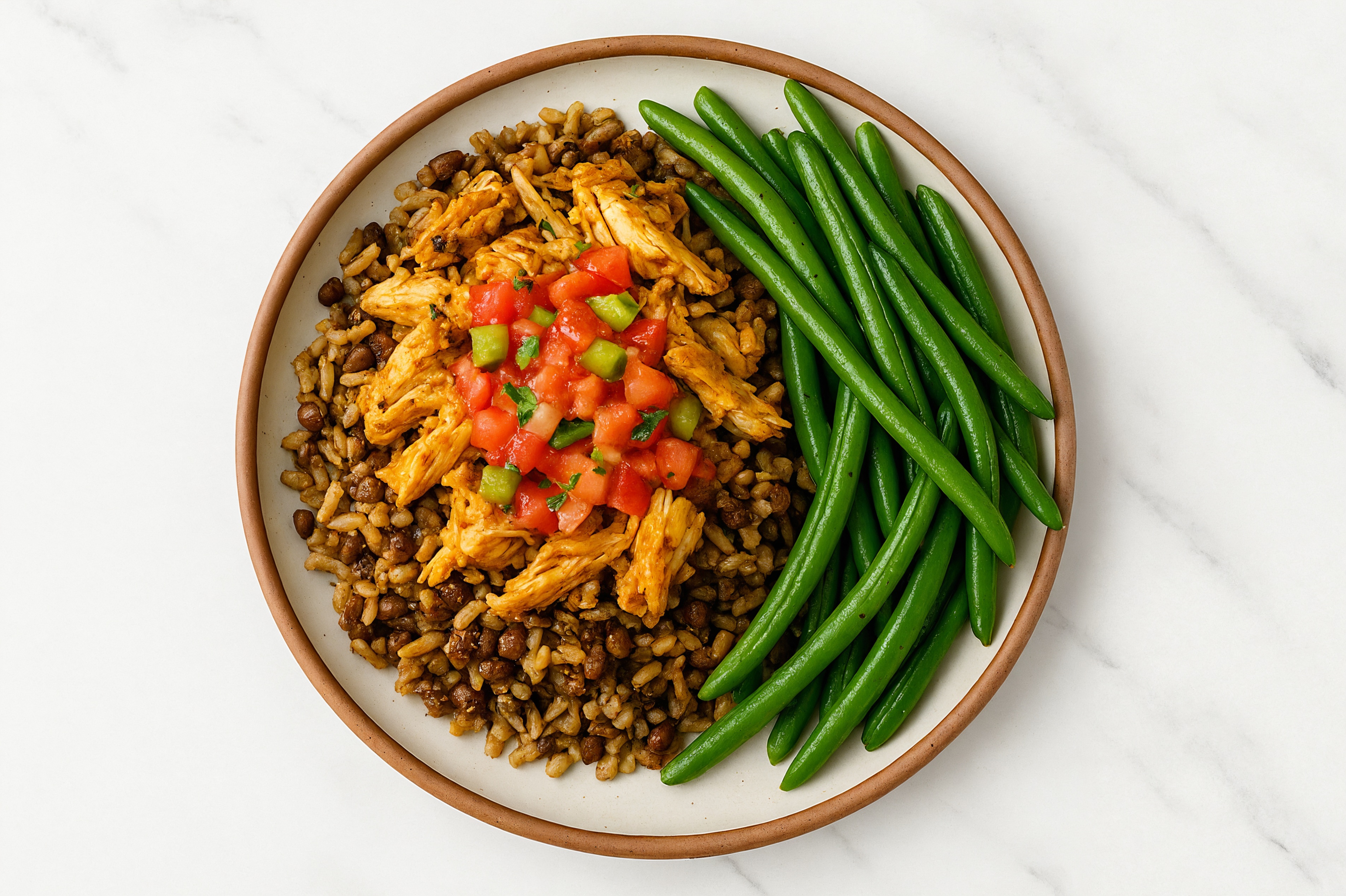 Chicken Lentil Bowl with Fresh Salsa & Green Beans