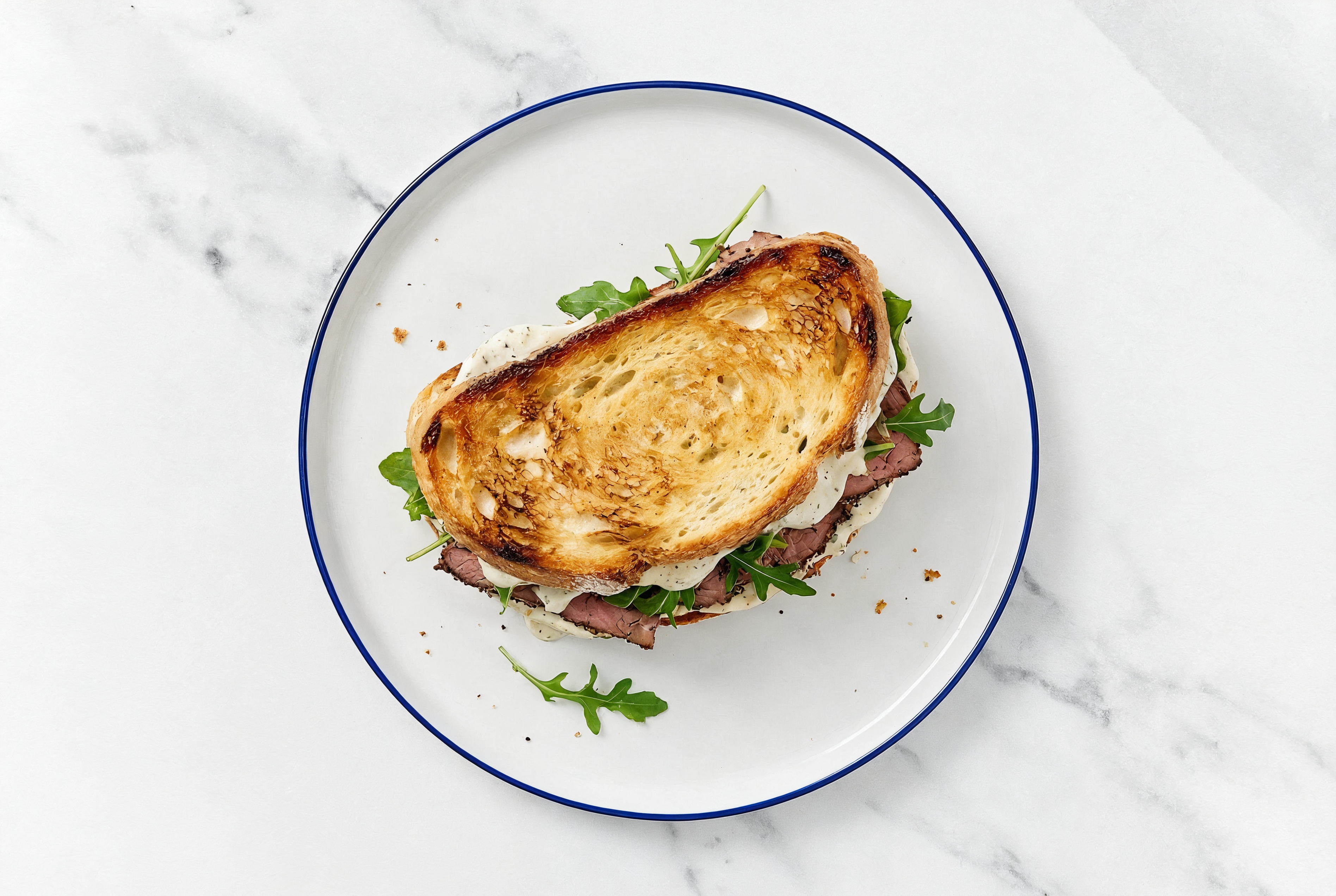Roast Beef + Arugula Sandwich with Vegan Ranch