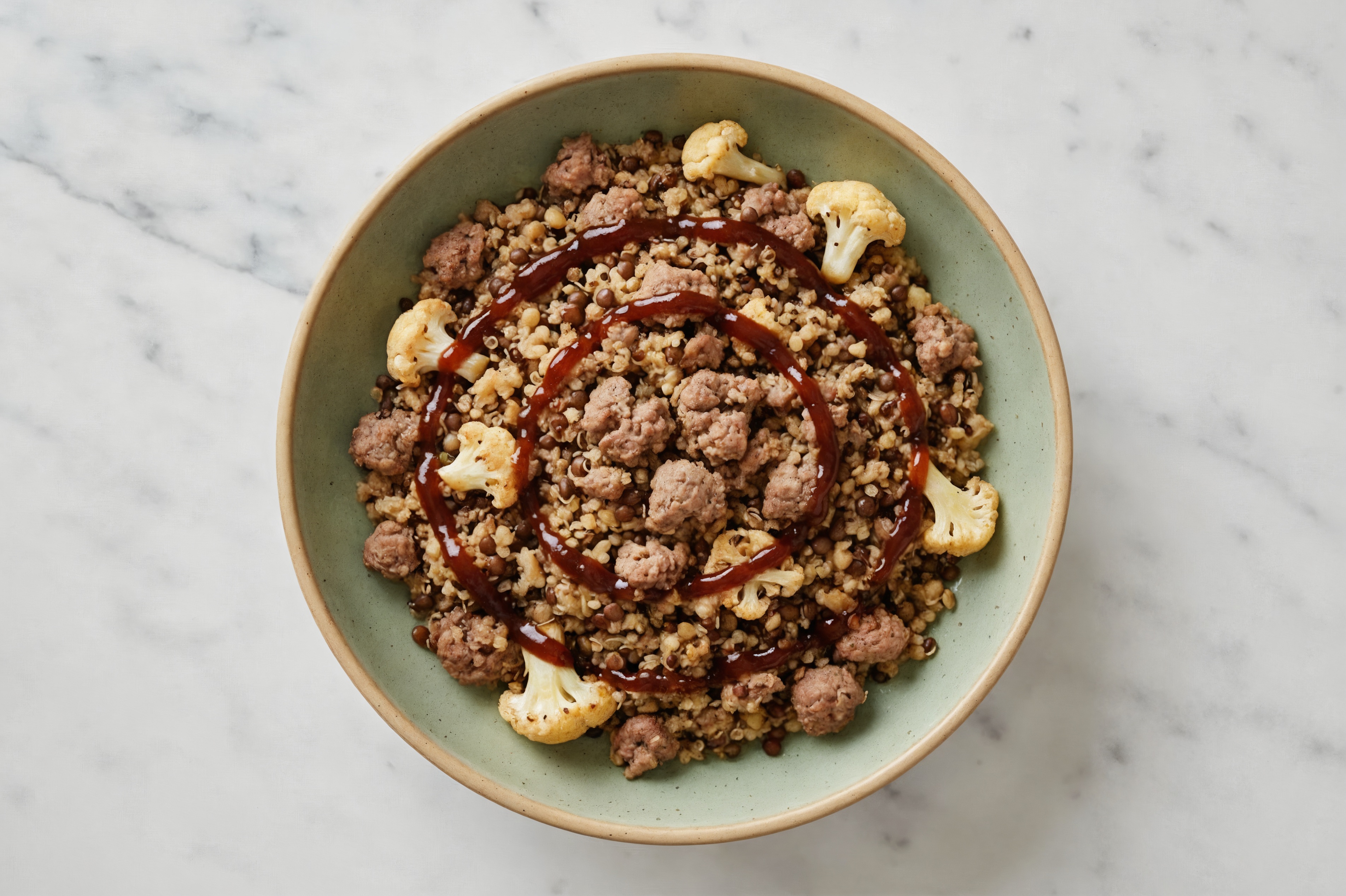 Japanese BBQ Ground Lamb + Lentil Bowl with Cauliflower