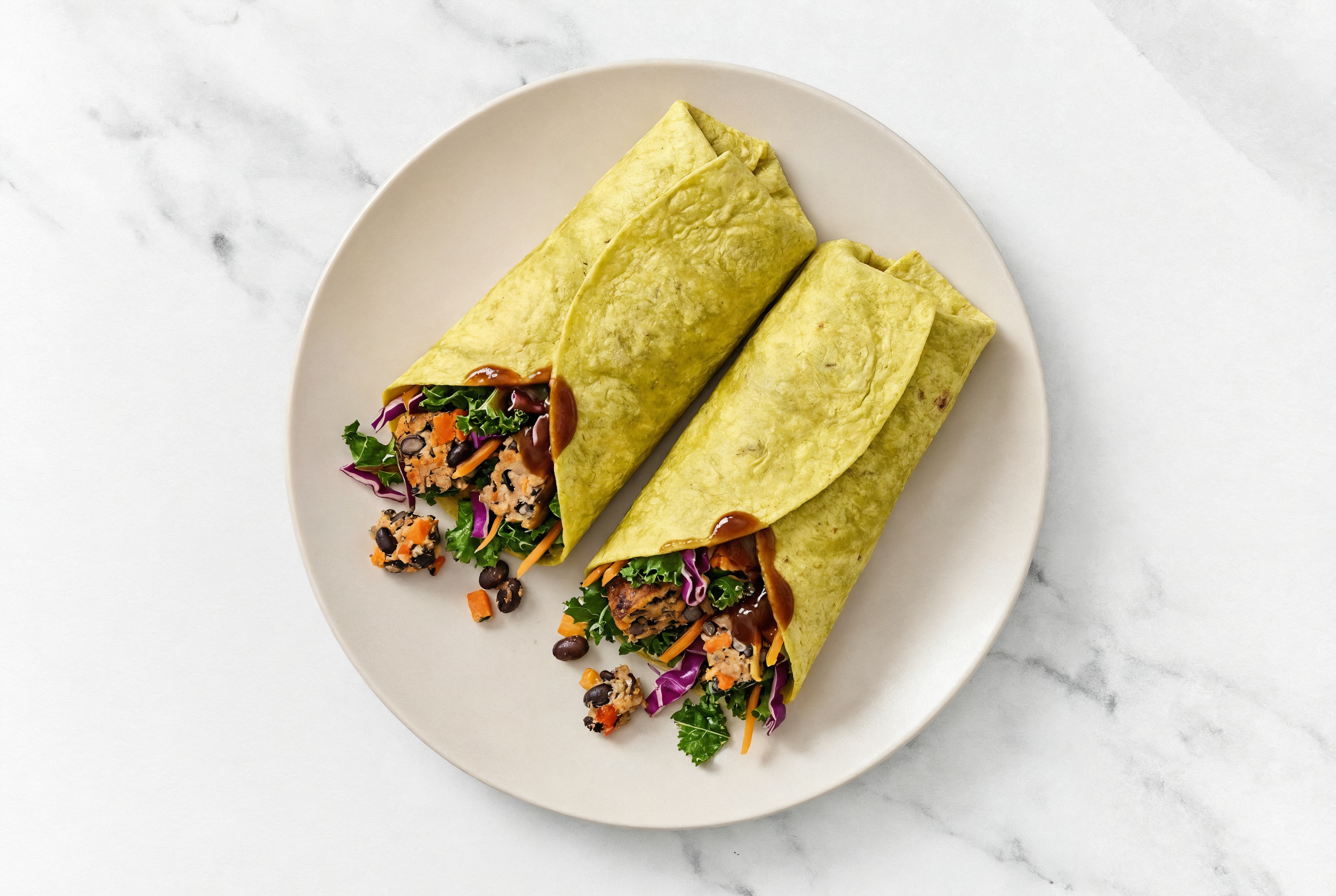 BBQ Black Bean Burger Wraps with Original BBQ Sauce