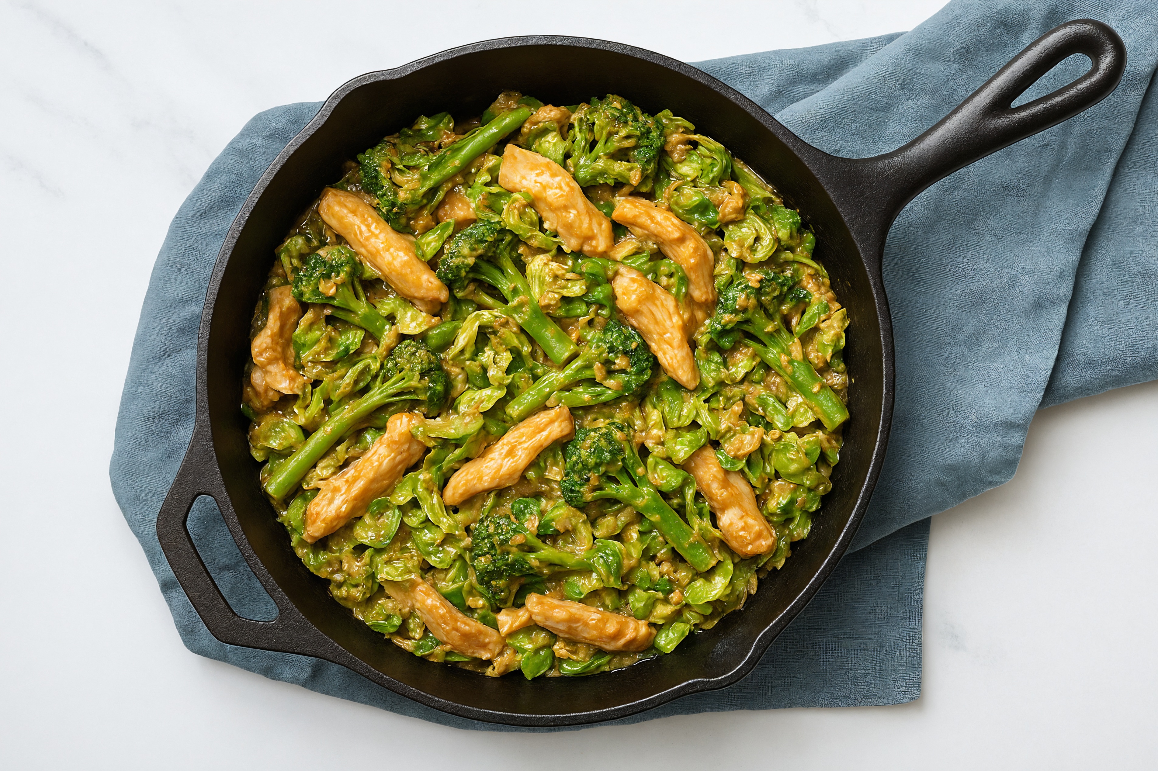 Thai Peanut Chicken Stir-Fry with Broccoli & Brussels