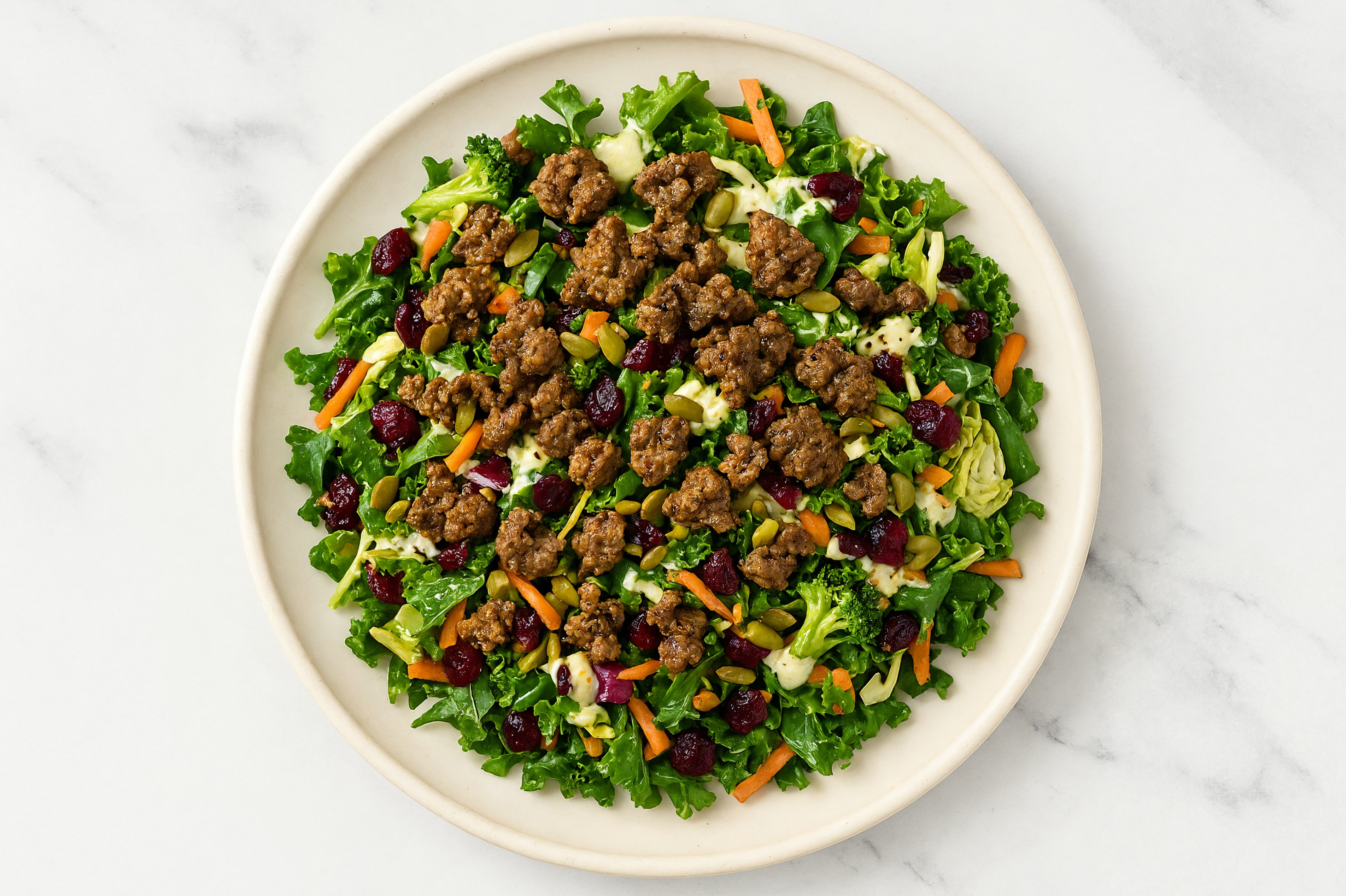 Sweet Kale Salad with Ground Beef