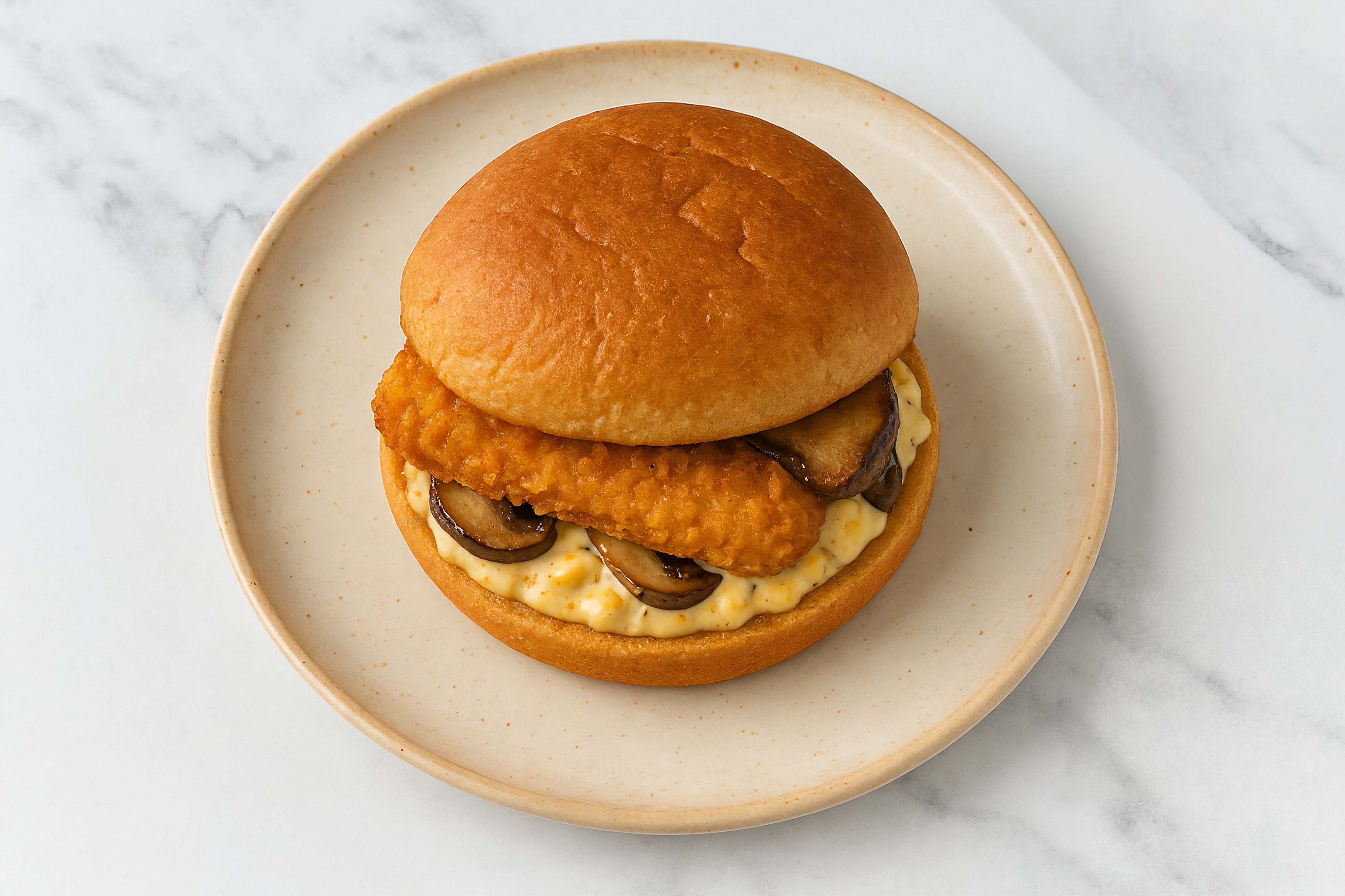 Street Corn "Chicken" Tenders Sandwich with Portabellas on Gluten-Free Buns