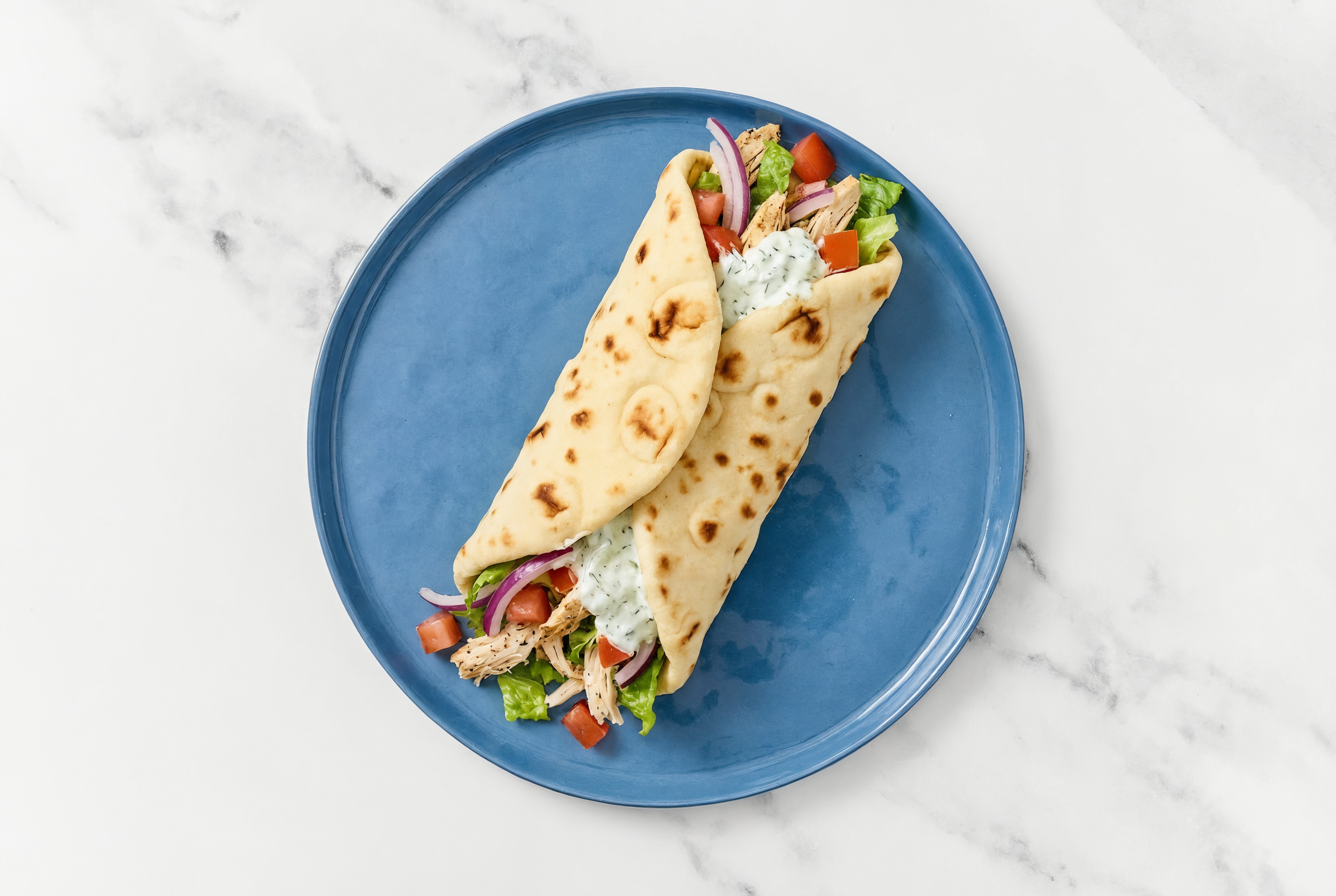 Savory Tzatziki Pulled Chicken Naan Wrap