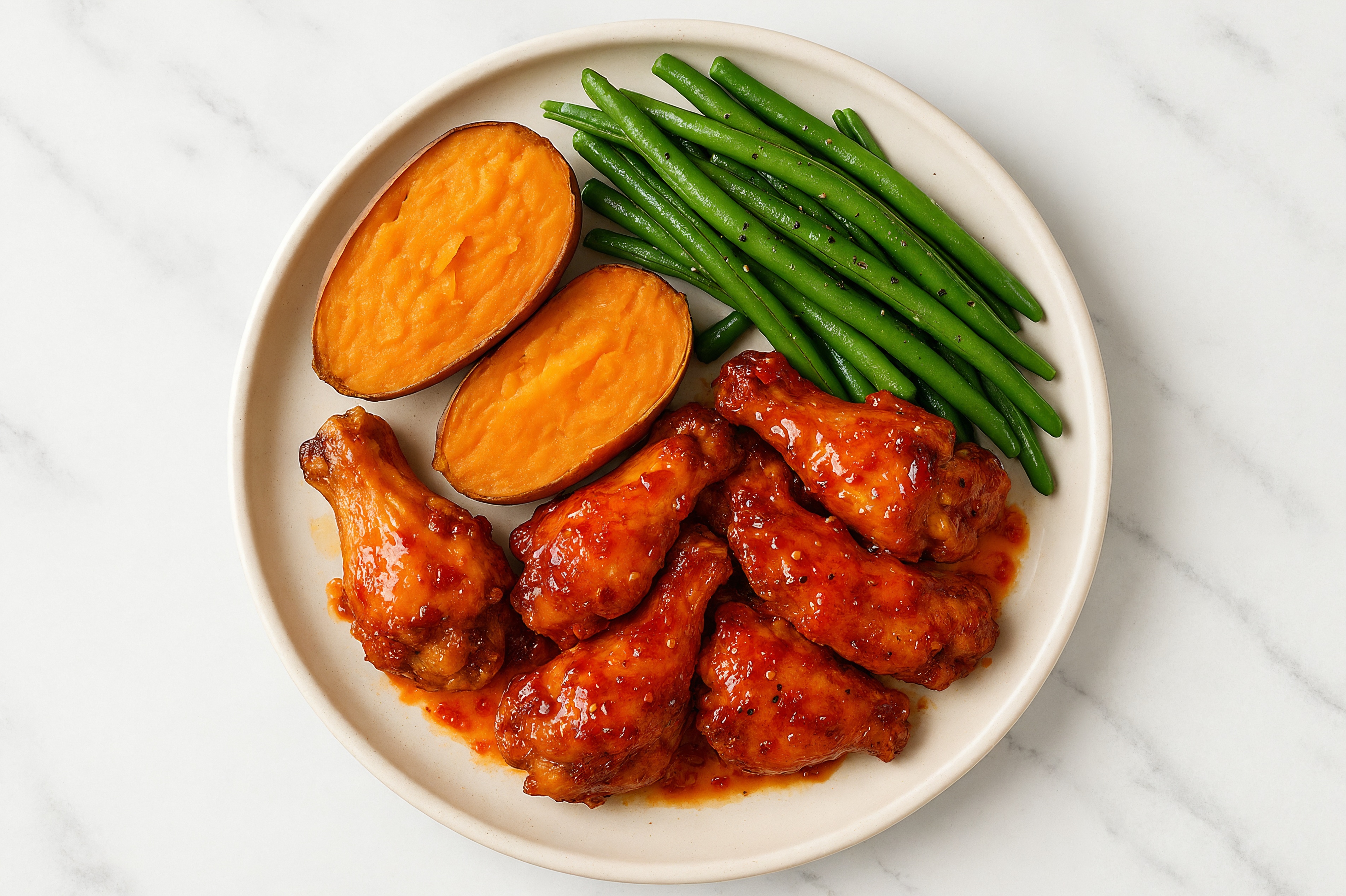Sweet Chili Chicken Wings + Organic Green Beans