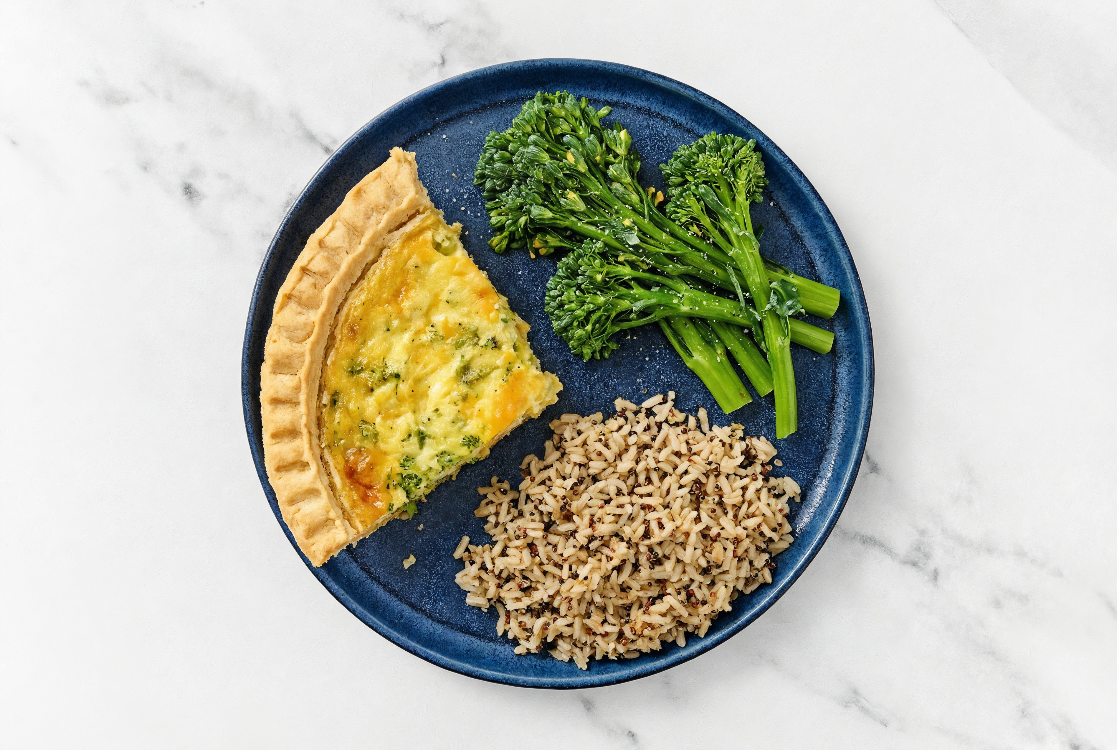 Broccoli & Cheddar Quiche with Baby Broccoli & Quinoa Blend