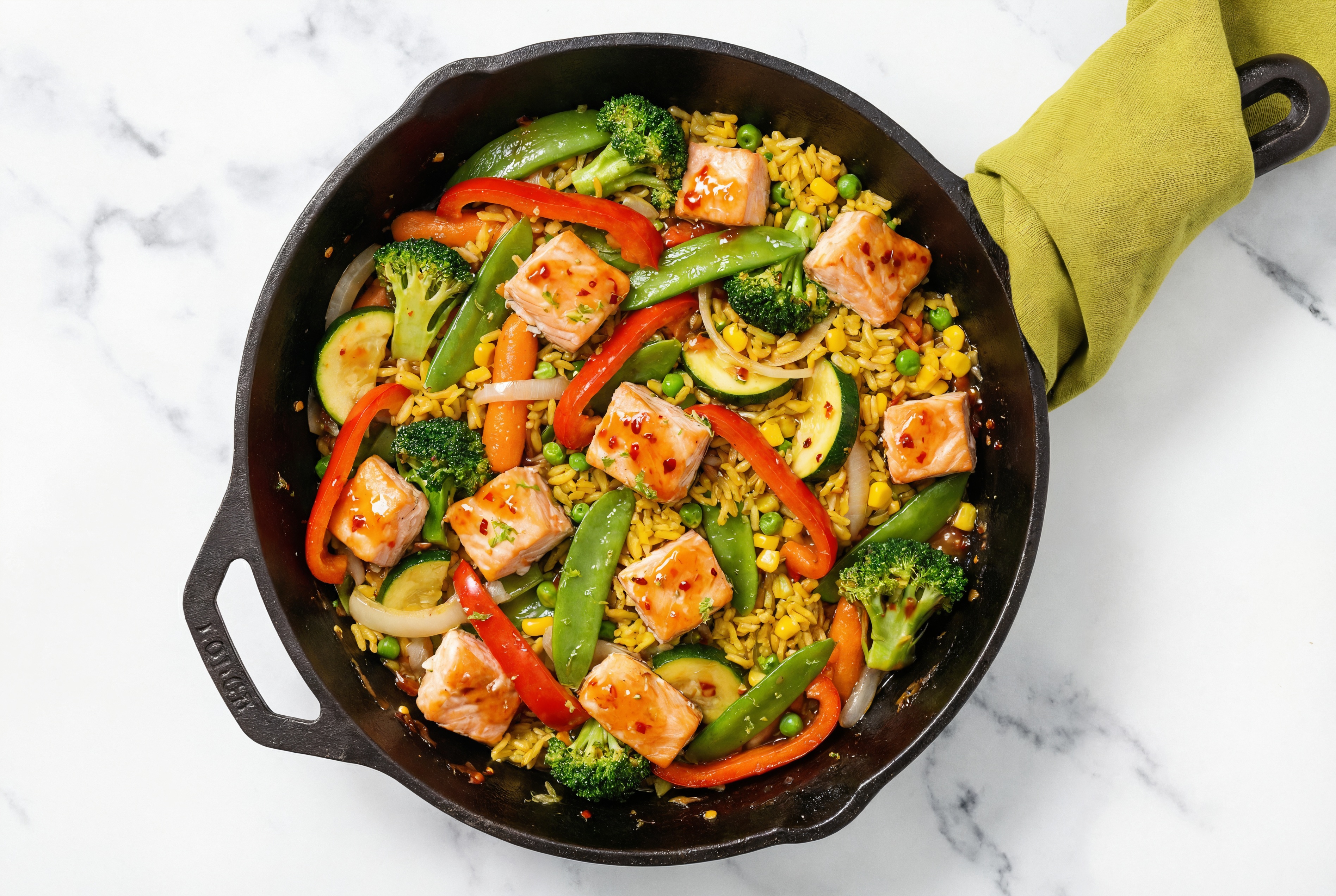Sweet Chili Salmon Fried Rice