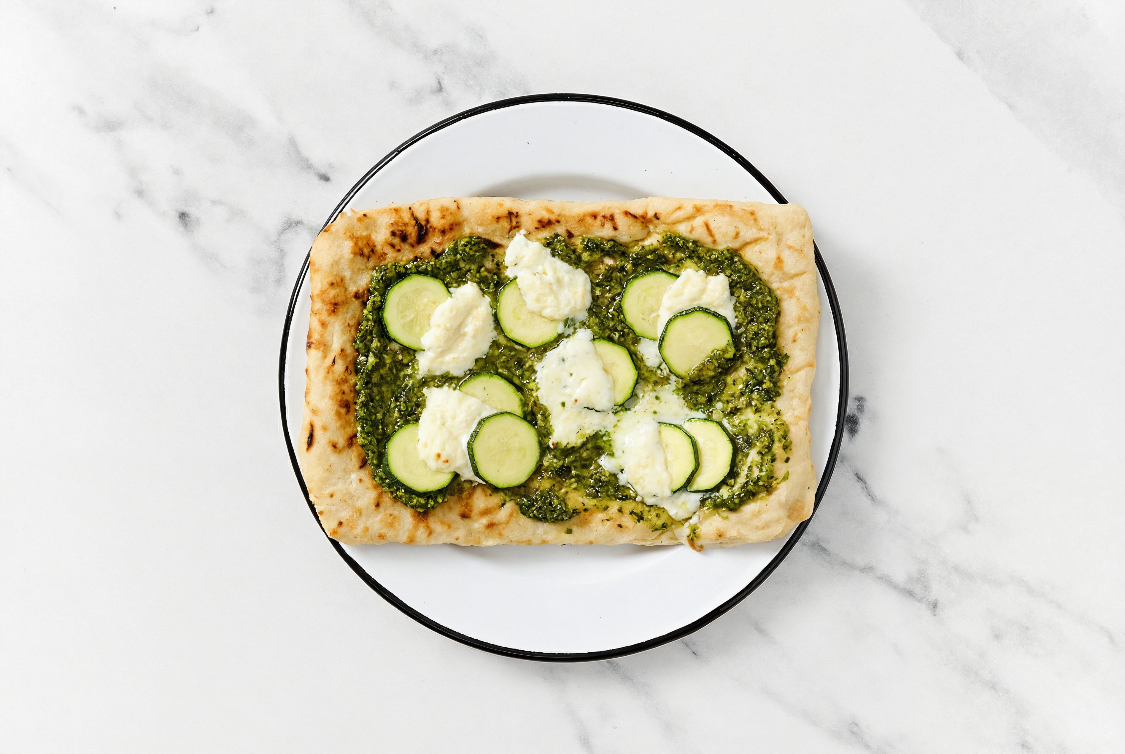 Zucchini Ricotta Pesto Wood Grilled Pizza Crusts