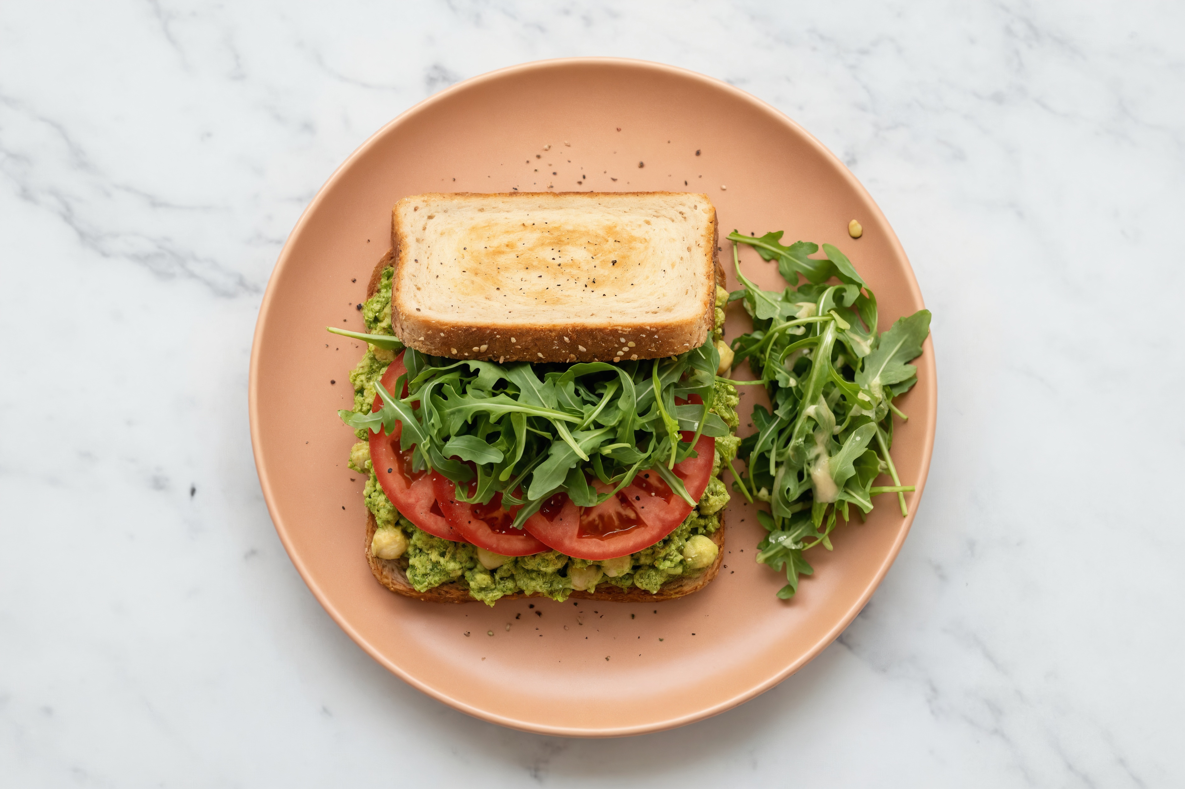  Pesto Chickpea Smash Sammie + Side Salad
