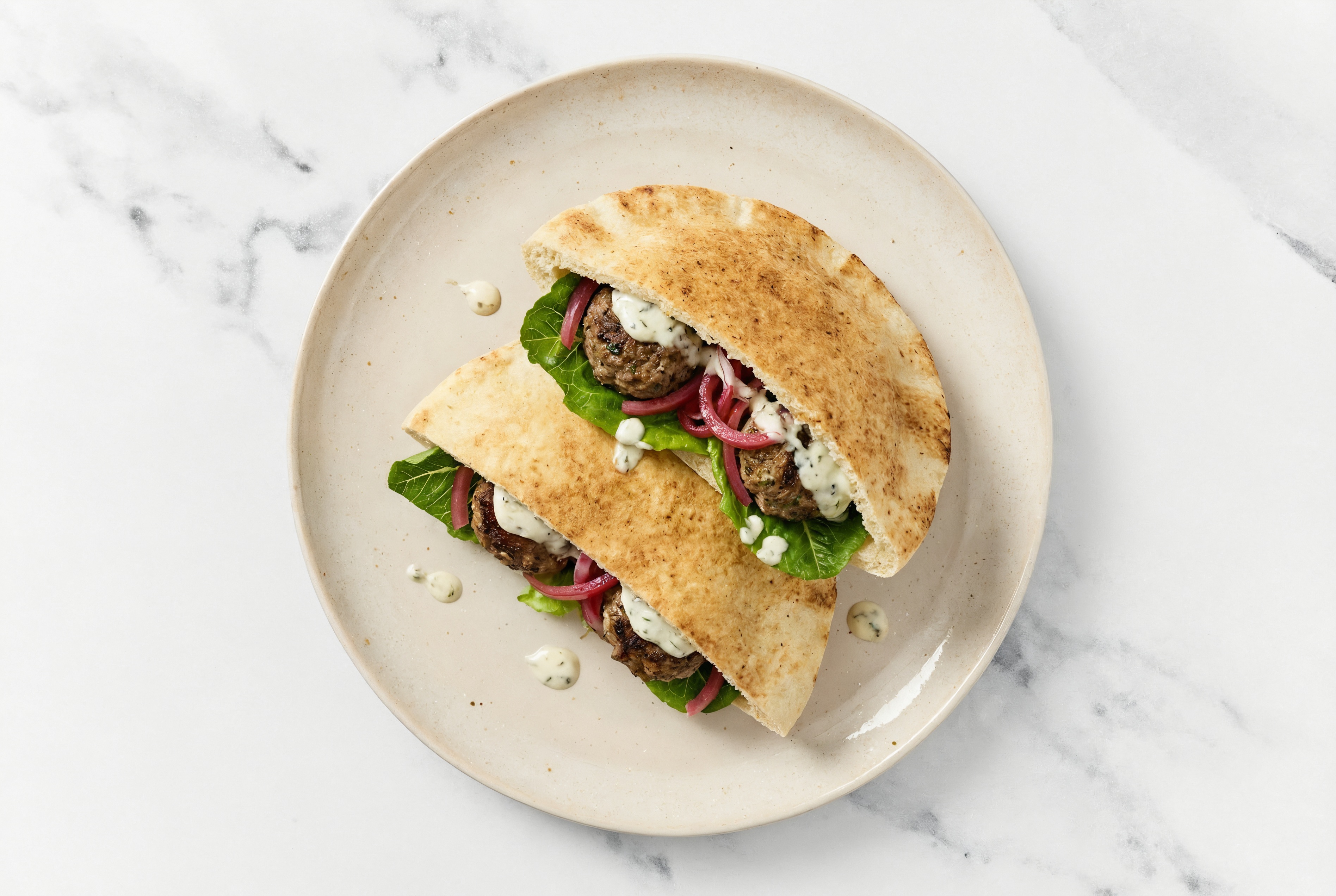 Garlicky Bison Kofta Traditional Pita