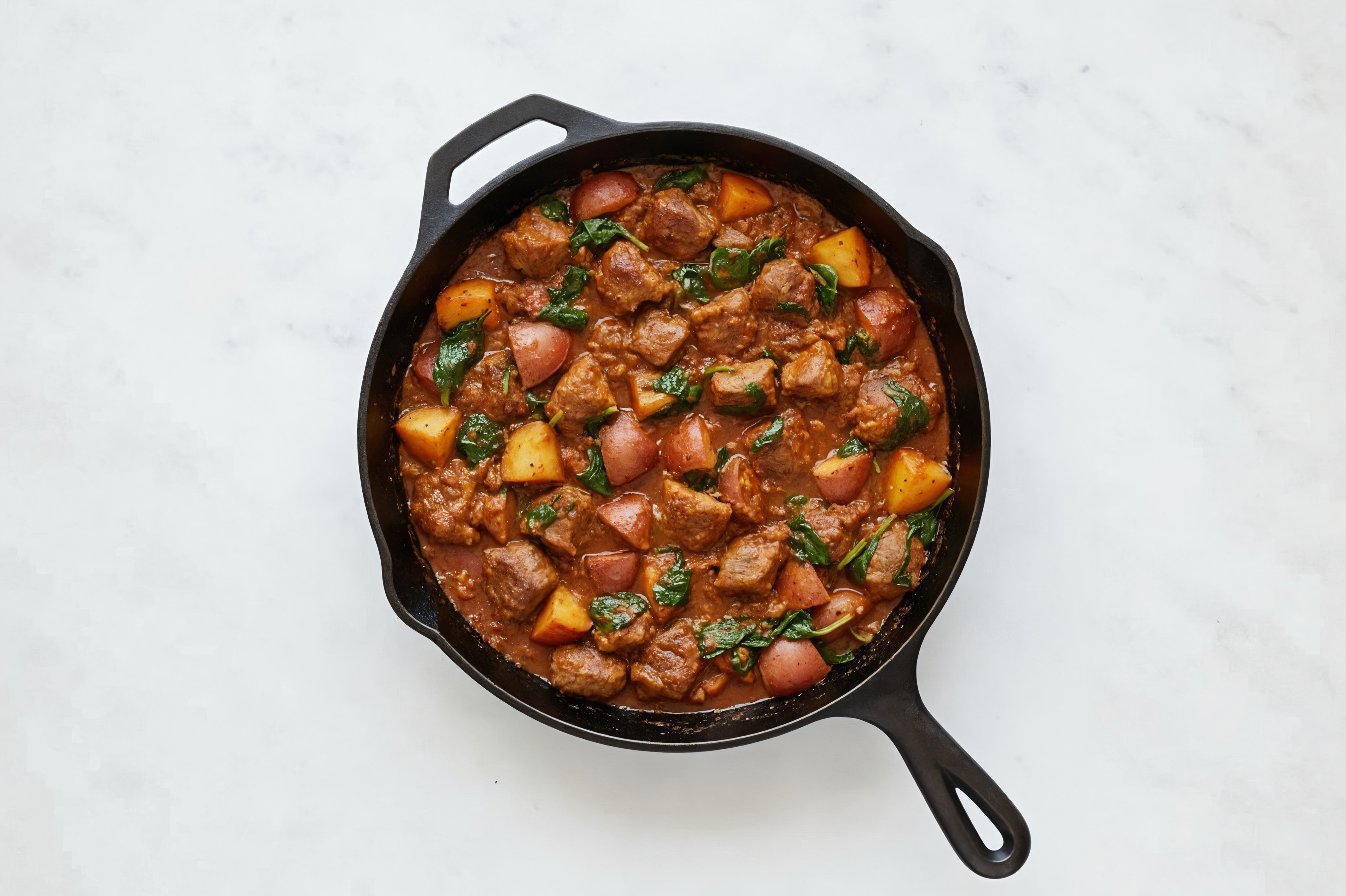 Lamb Vindaloo with Red Potatoes + Organic Spinach Saute