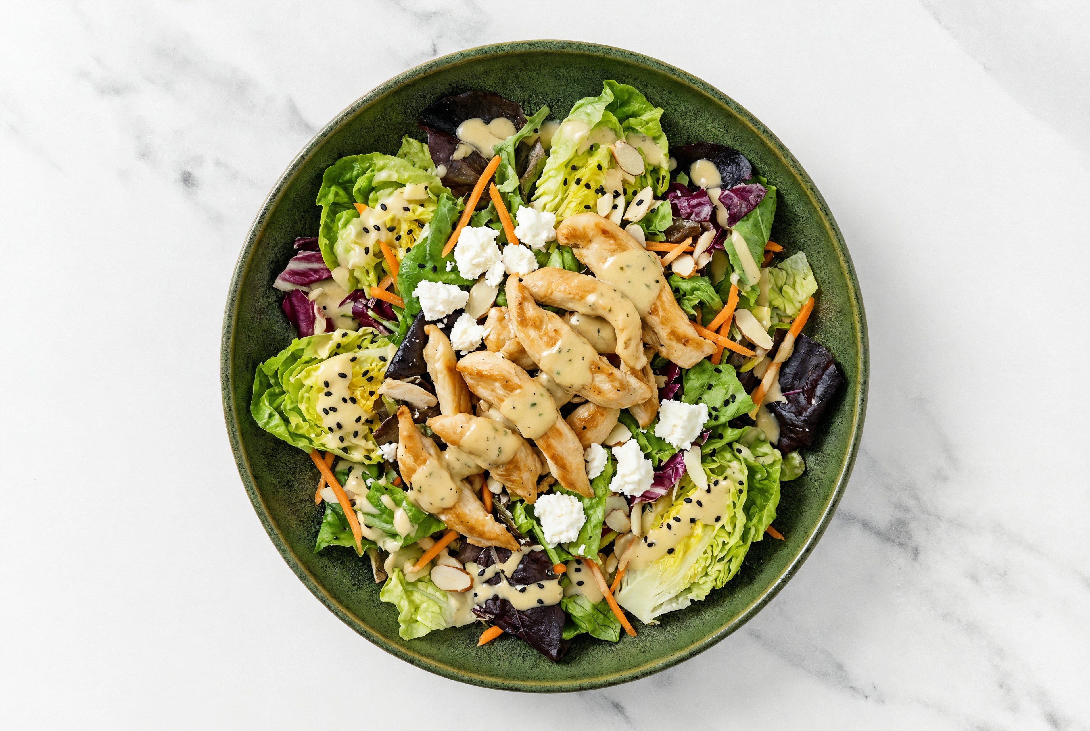 Tahini Chicken + Sheep Cheese Little Gem Salad