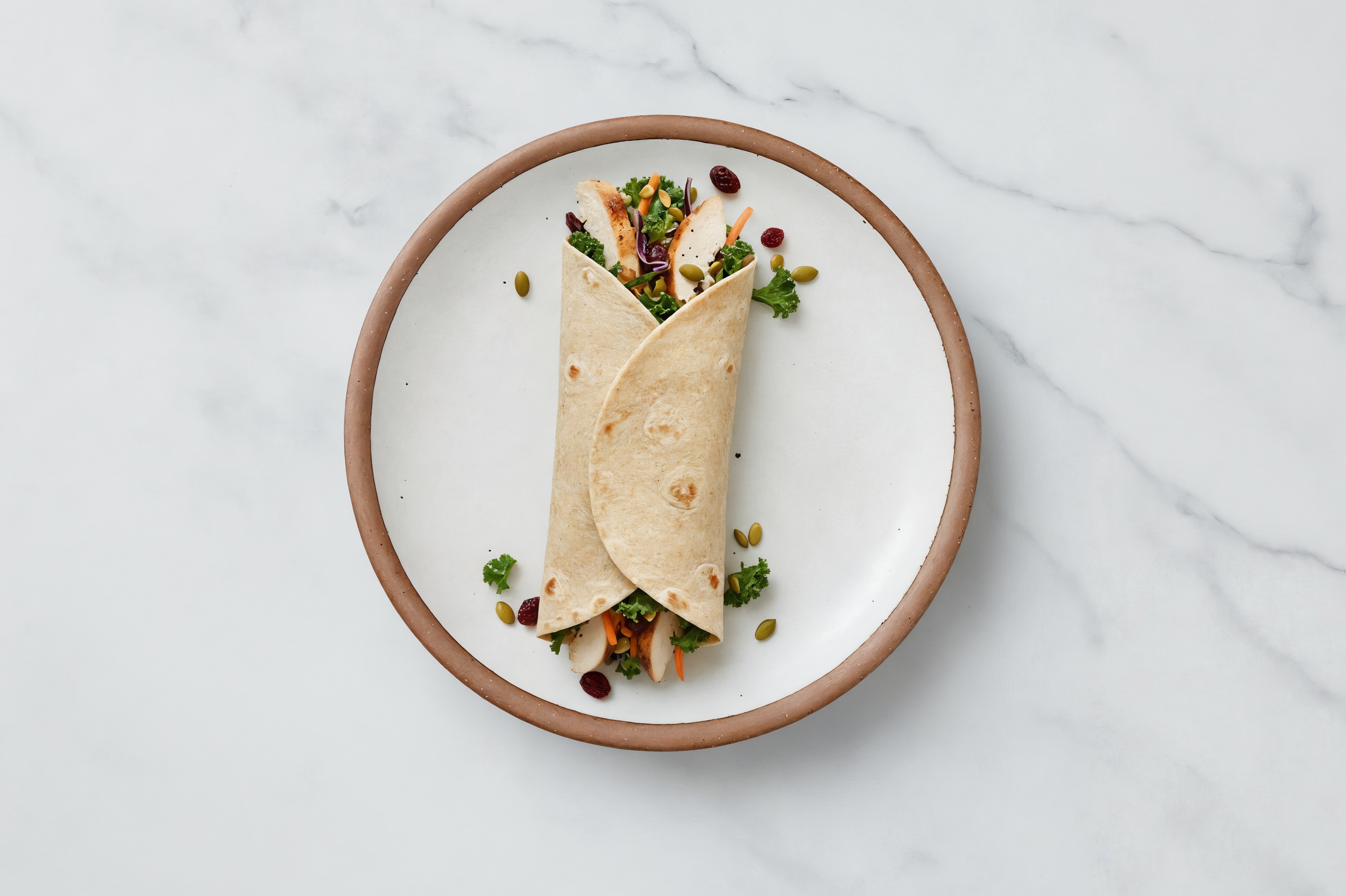 Roast Chicken + Sweet Kale Salad Wrap