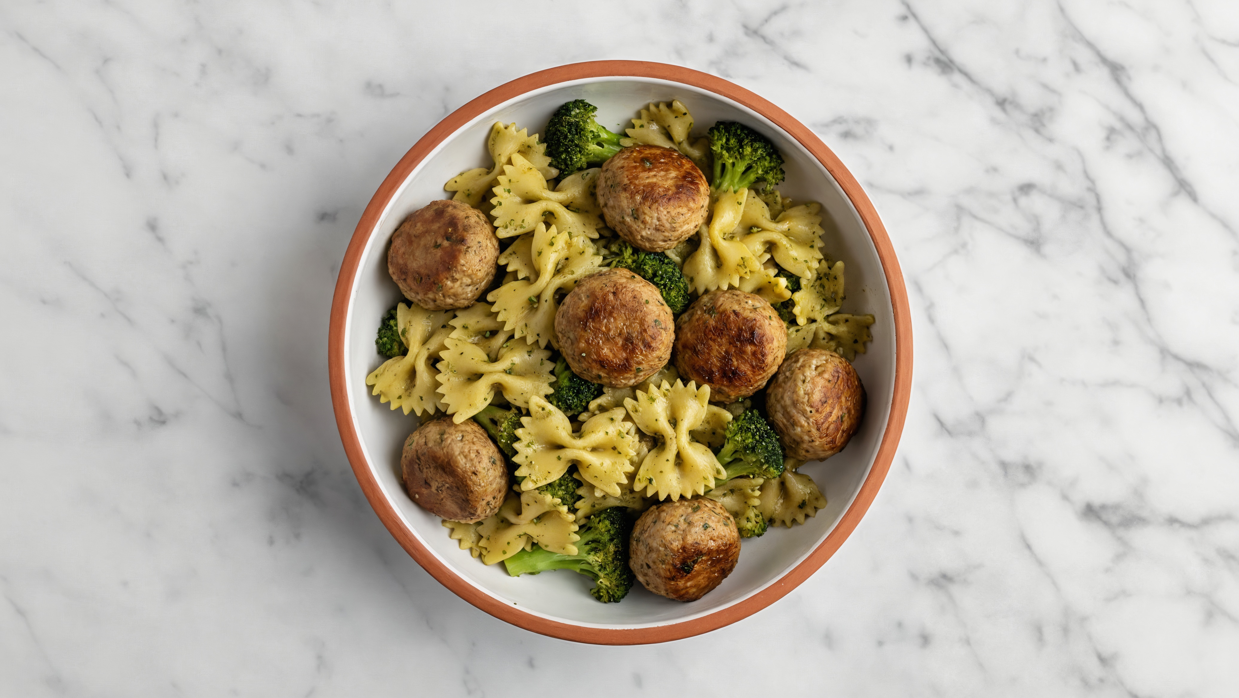 Supergreen Turkey Meatball + Pesto Farfalle with Broccoli Florets