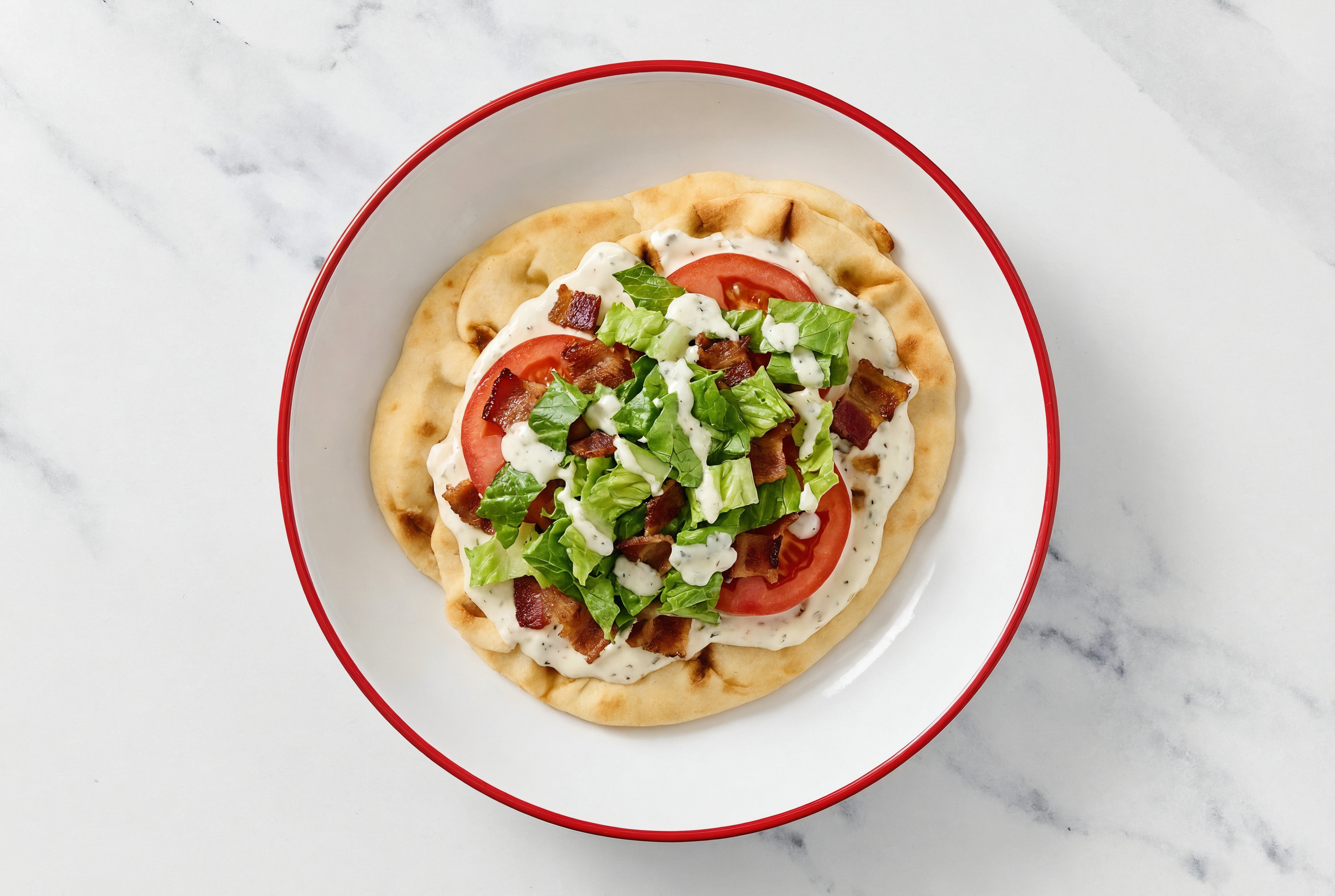 Garden Garlicky BLT Flatbread with Maple Bourbon Pork Bacon