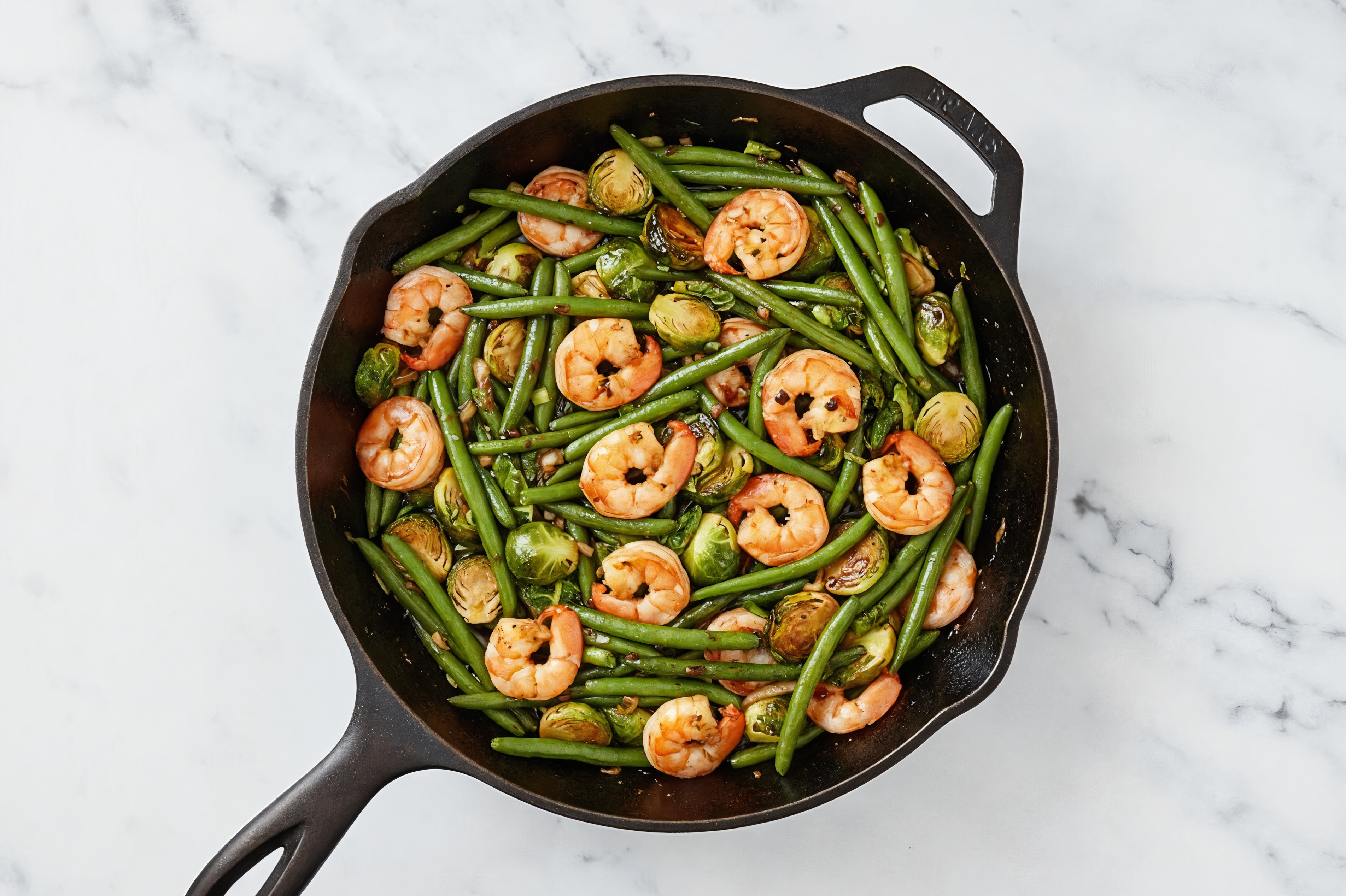 Japanese BBQ Shrimp Stir-Fry with Green Beans & Brussels