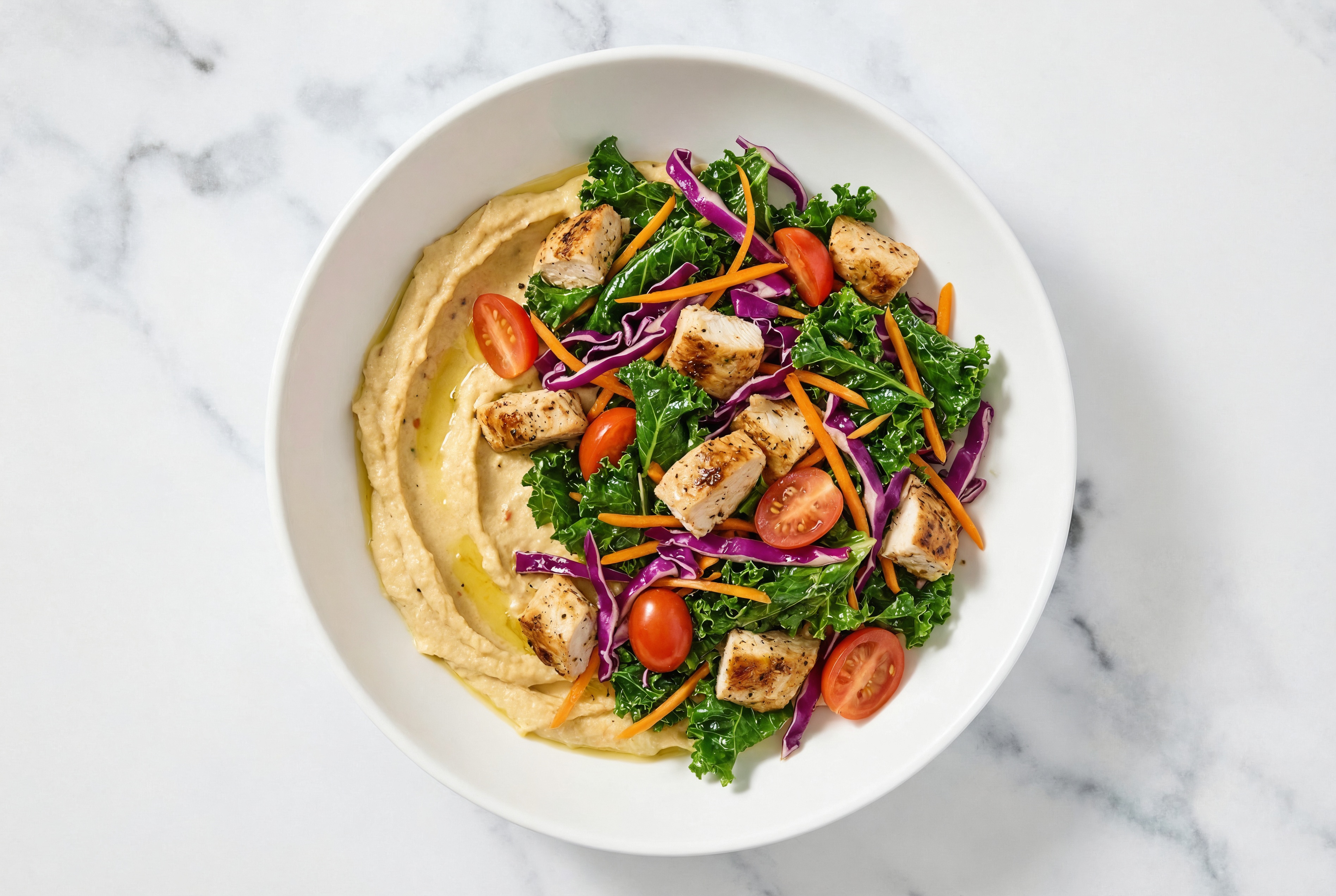 Rainbow Chicken French Onion Hummus Bowl