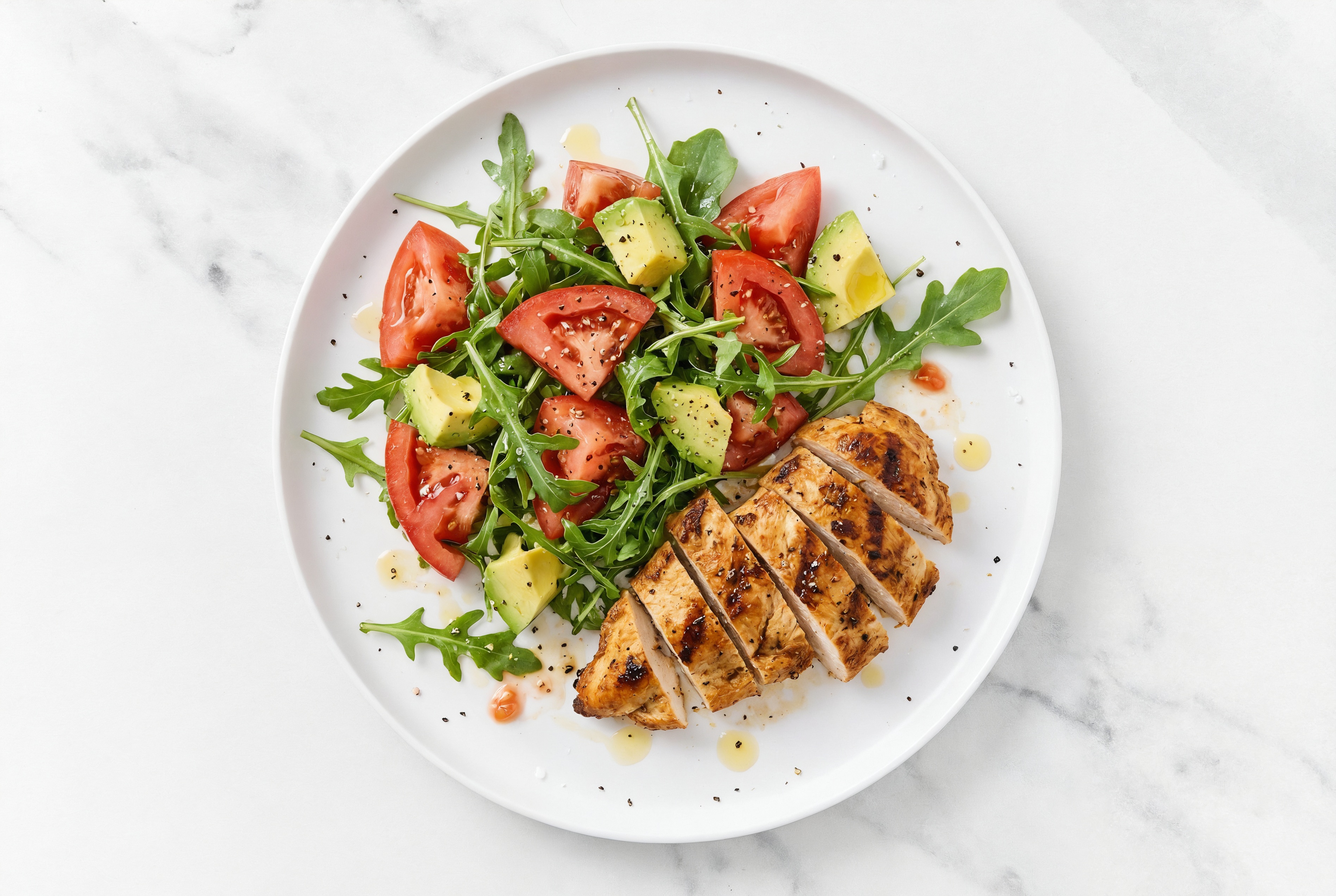 Herby Blackened Chicken + Avocado Arugula Salad