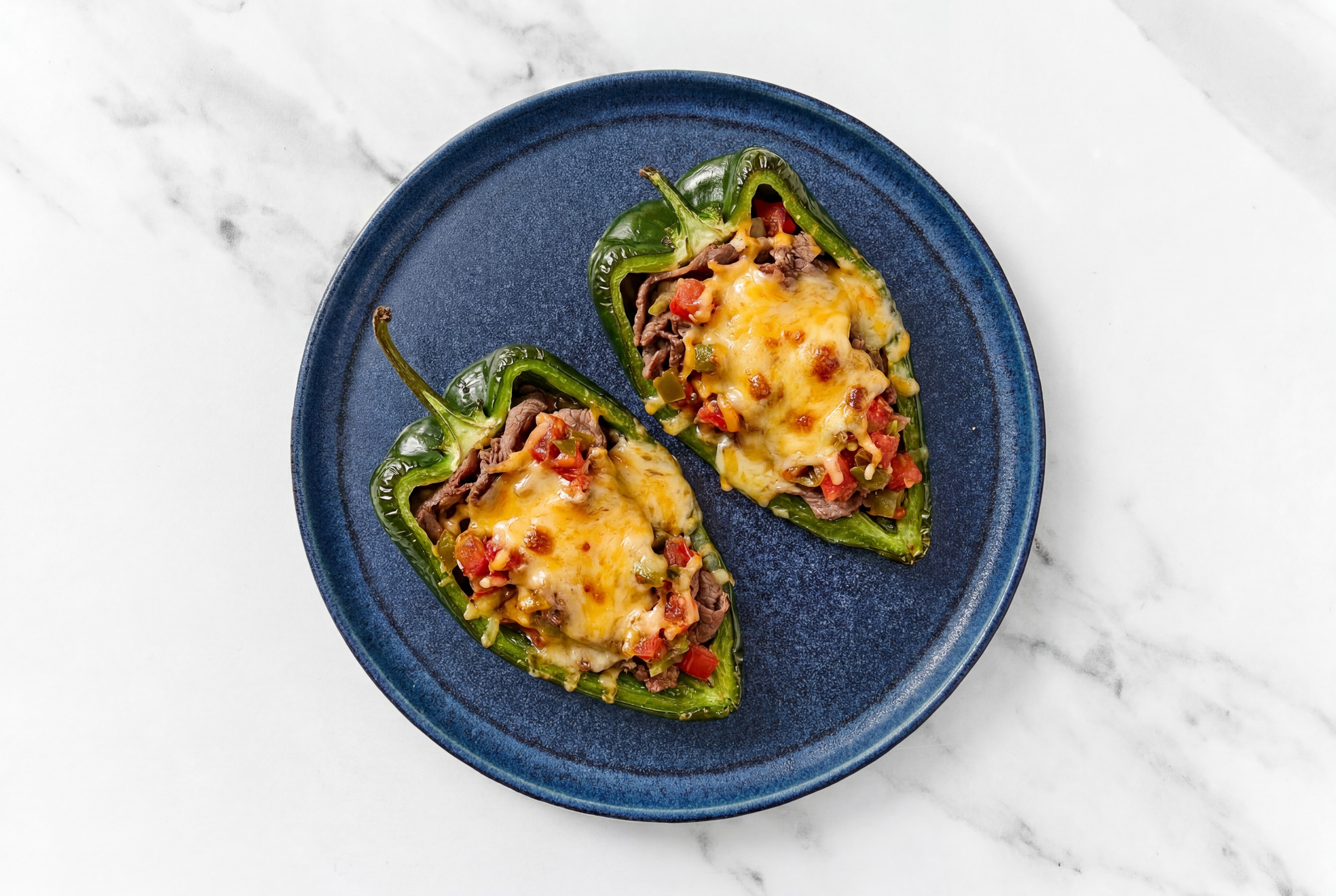 Shaved Ribeye Stuffed Poblano Peppers