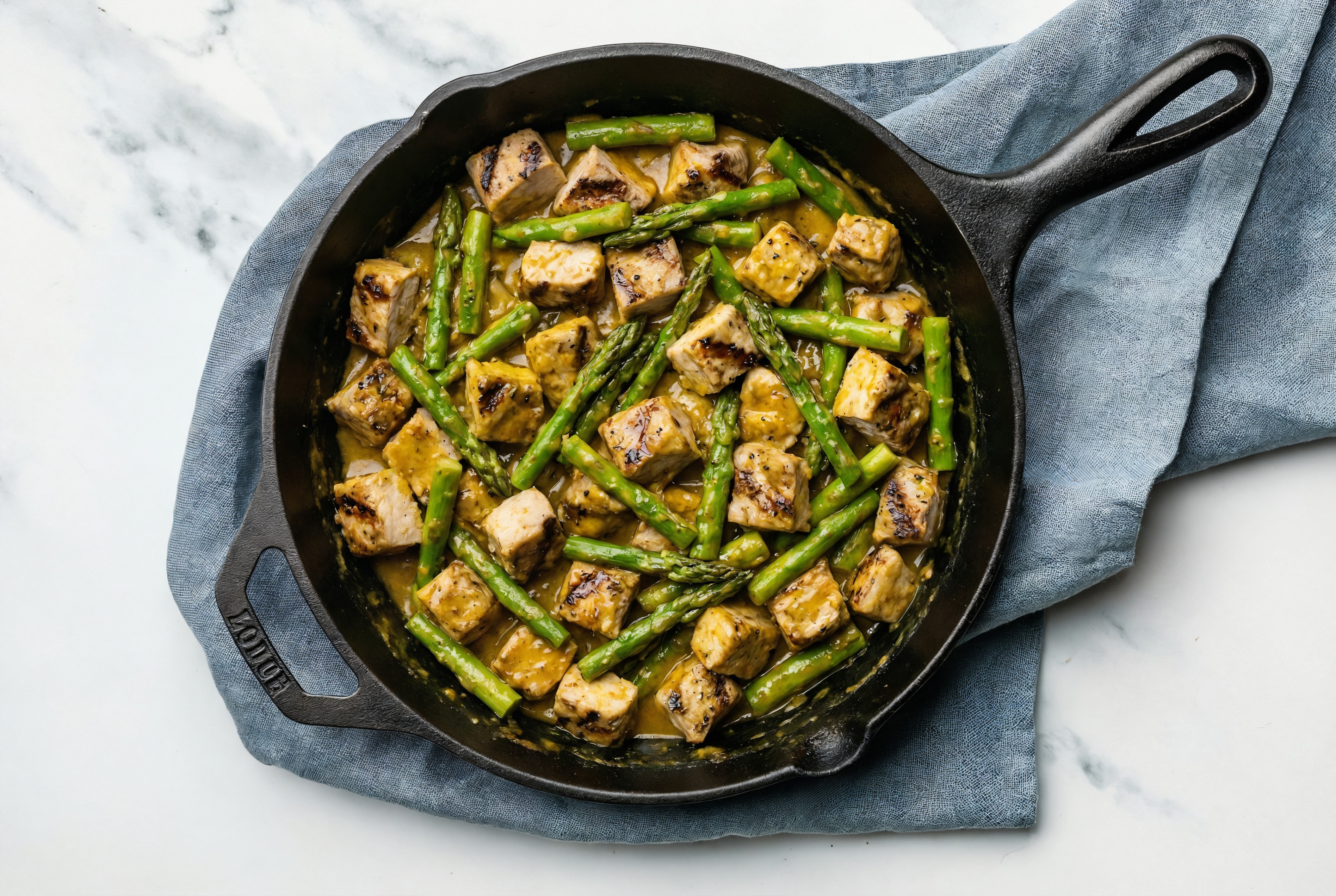 Coconut Curry Grilled Pork Stir-Fry with Asparagus