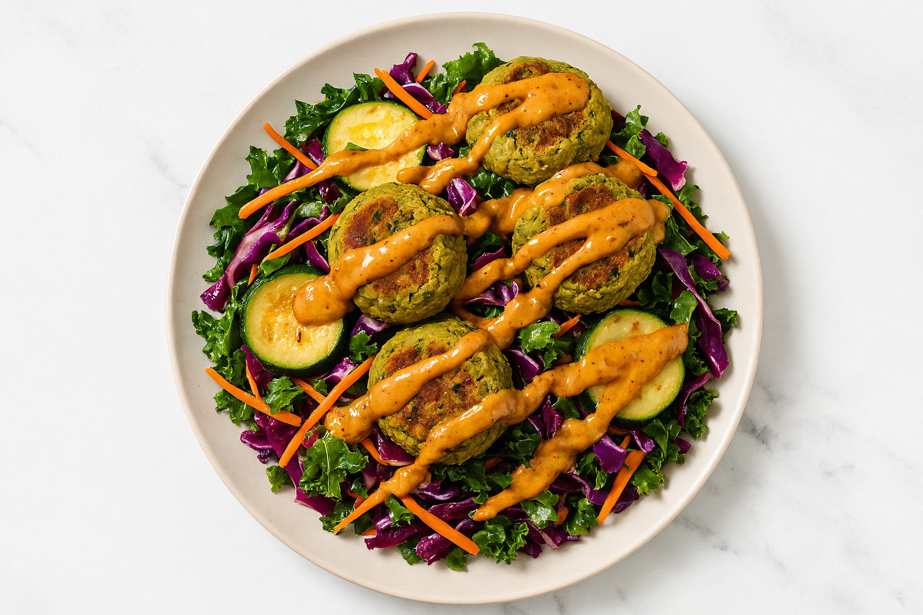Falafel with Mixed Veggies + Creamy Smoky BBQ