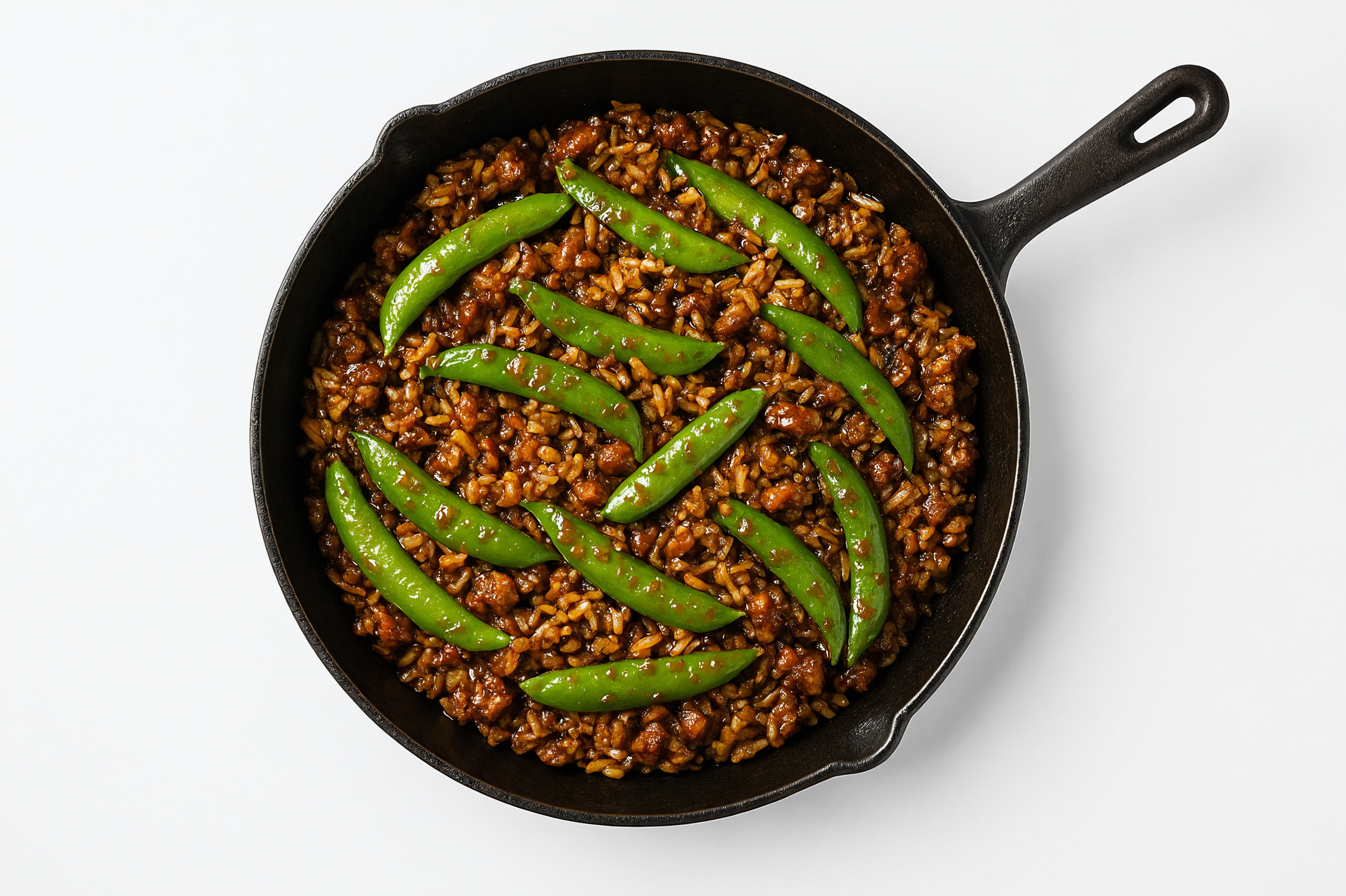 Teriyaki Pea Snap + Ground Turkey Stir-Fry with Brown Rice