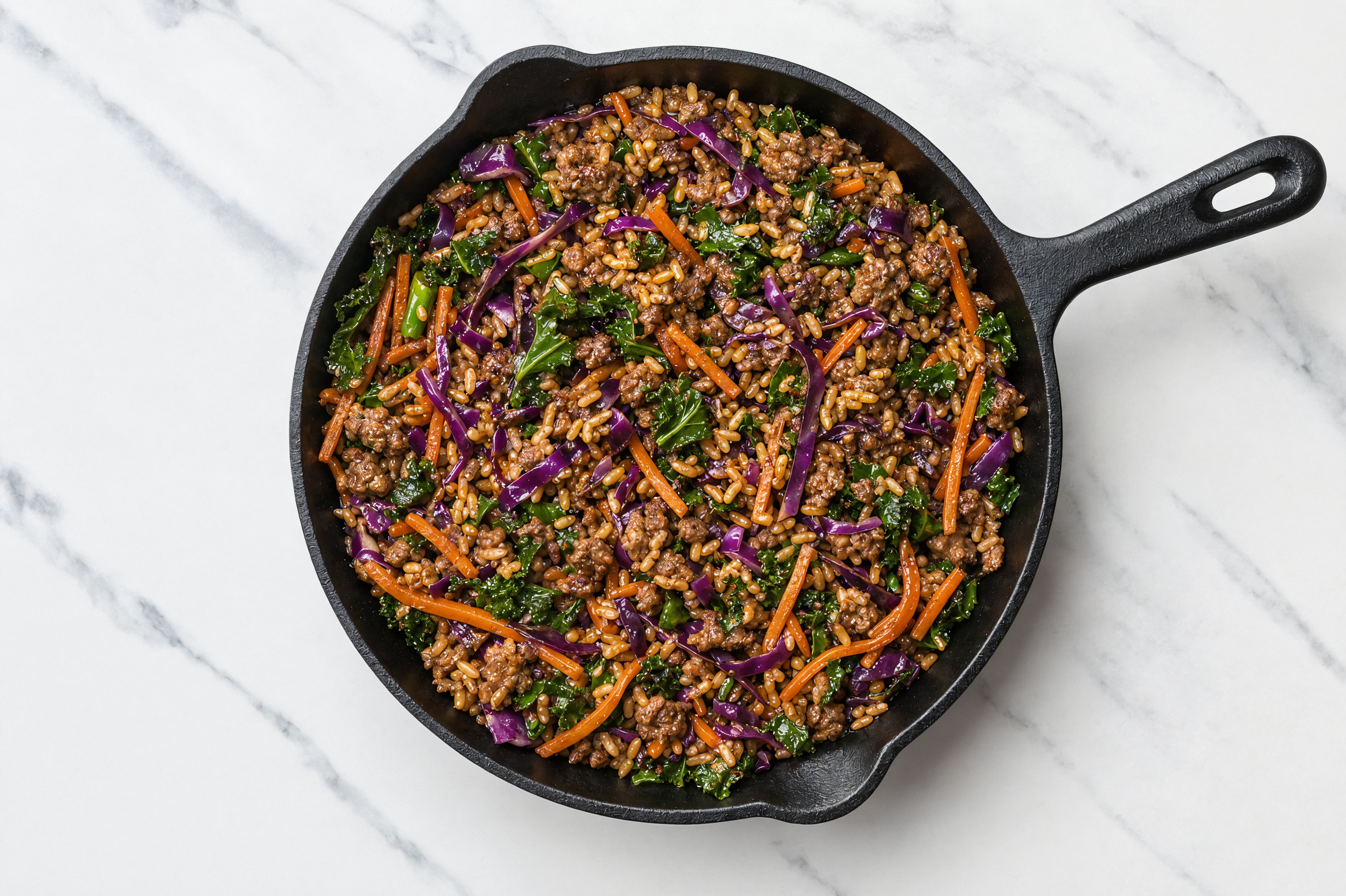 Herby Japanese Bbq Rainbow Veggie + Ground 93/7 Lean Beef Stir-Fry