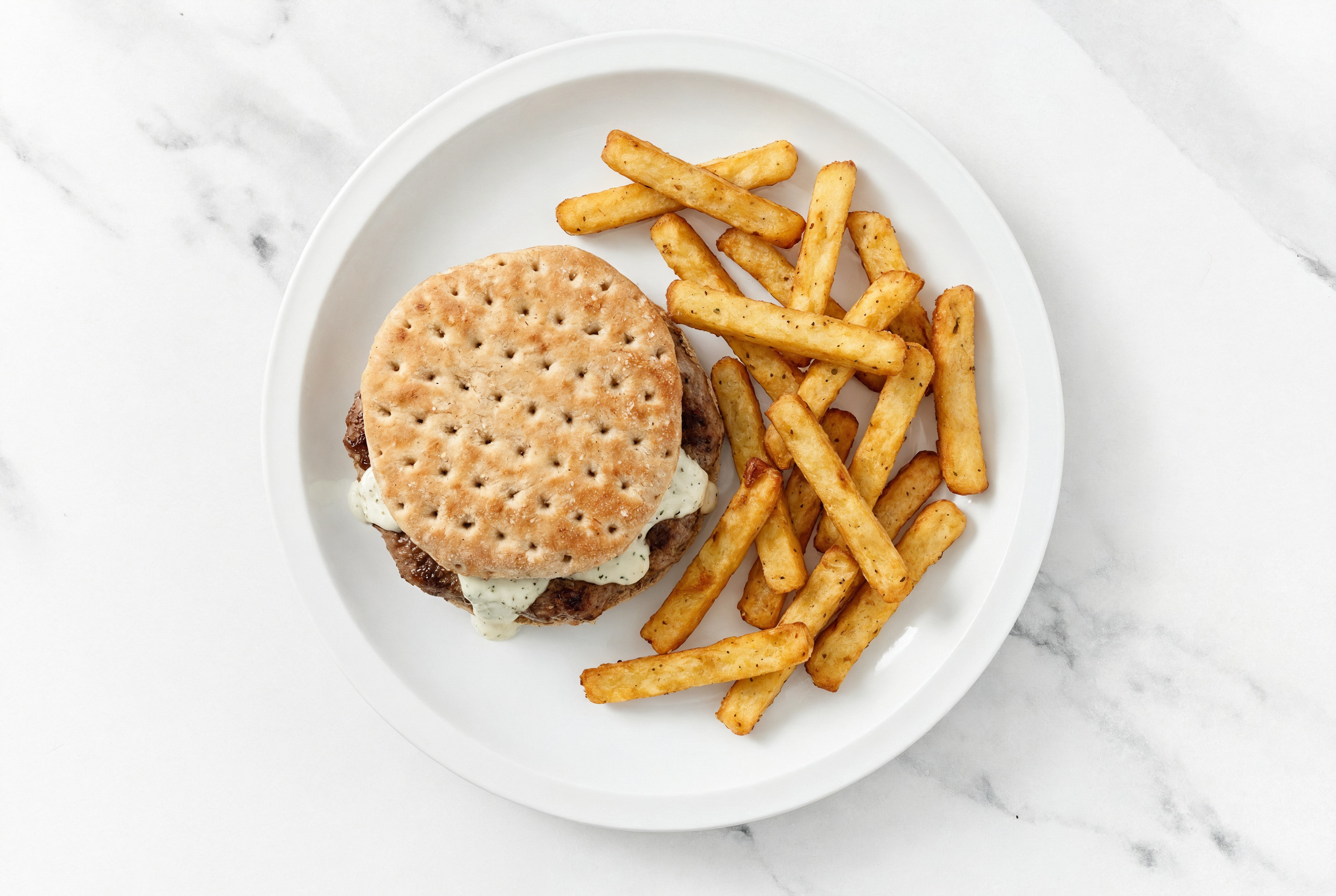 Herby Ranch Burger + Fries with Ground Beef Patties