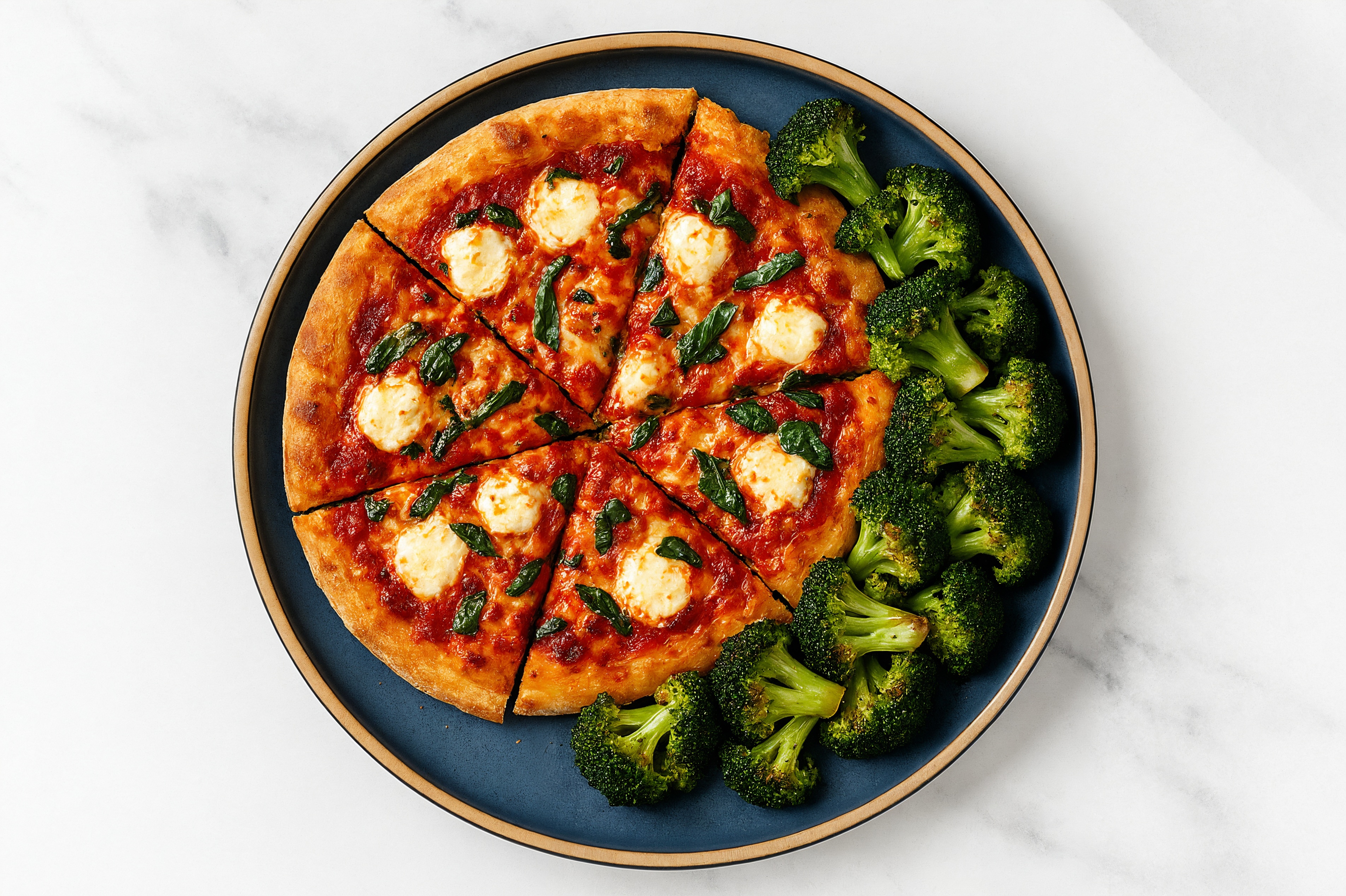 Margherita Pizza + Organic Broccoli
