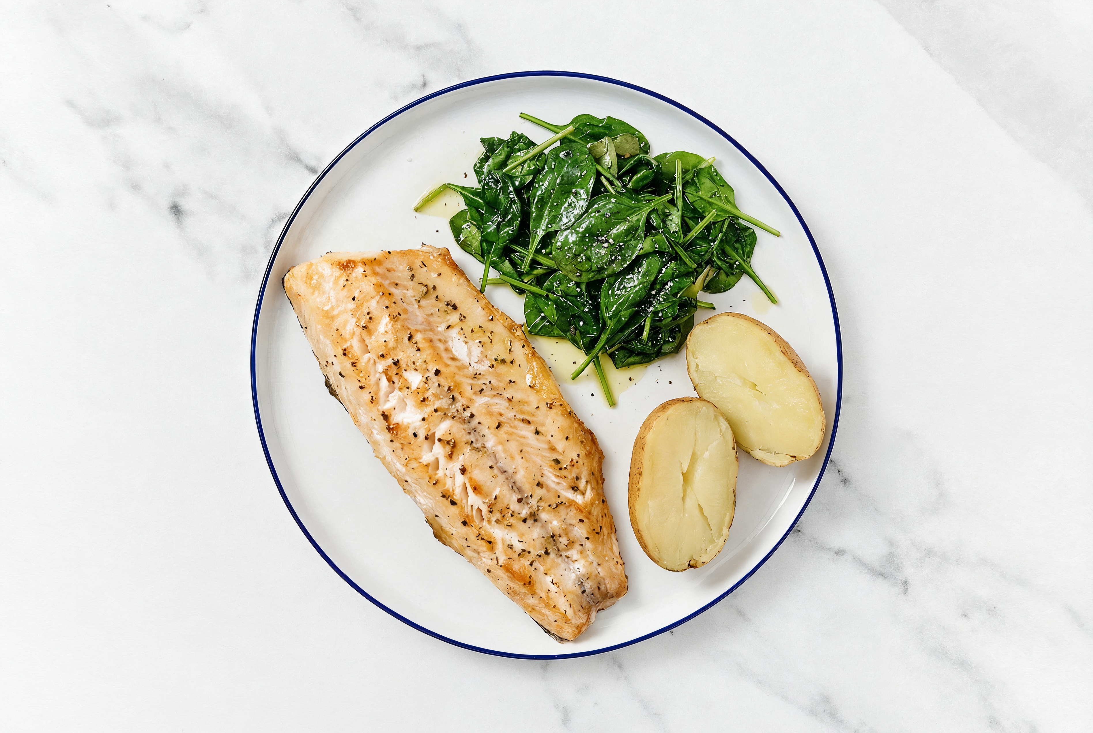 Herby Roasted Honey Herb Steelhead Trout with Sautéed Baby Spinach